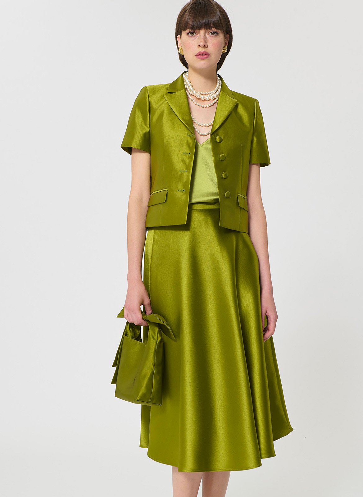 Cotton-blend cardigan with tailored collar TARA JARMON Green