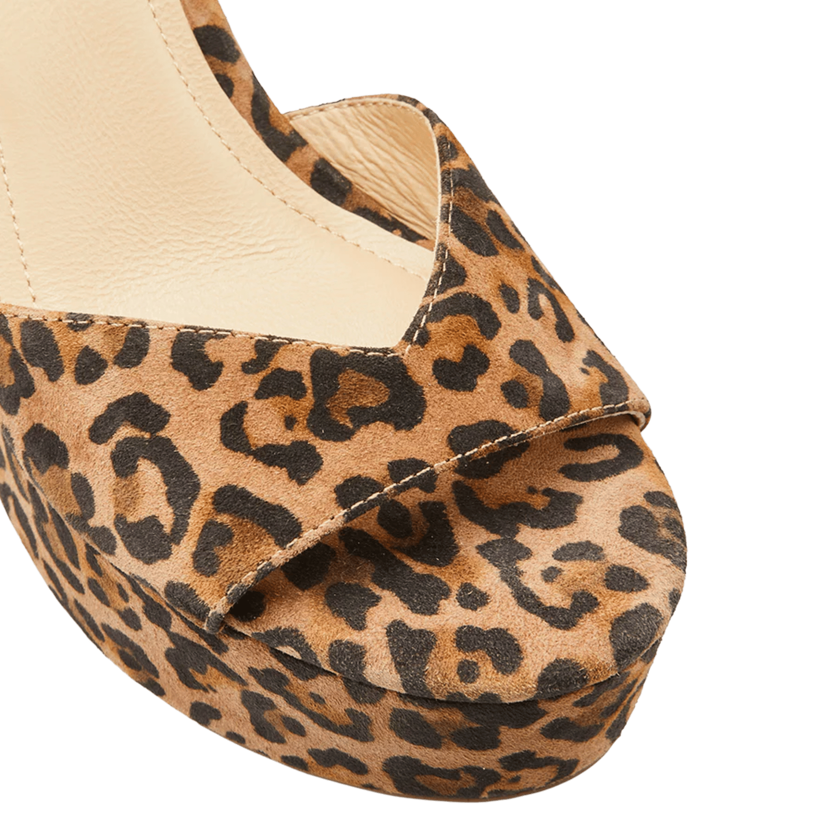 Leopard Print Velvet Leather Heeled Sandals COSMOPARIS Beige