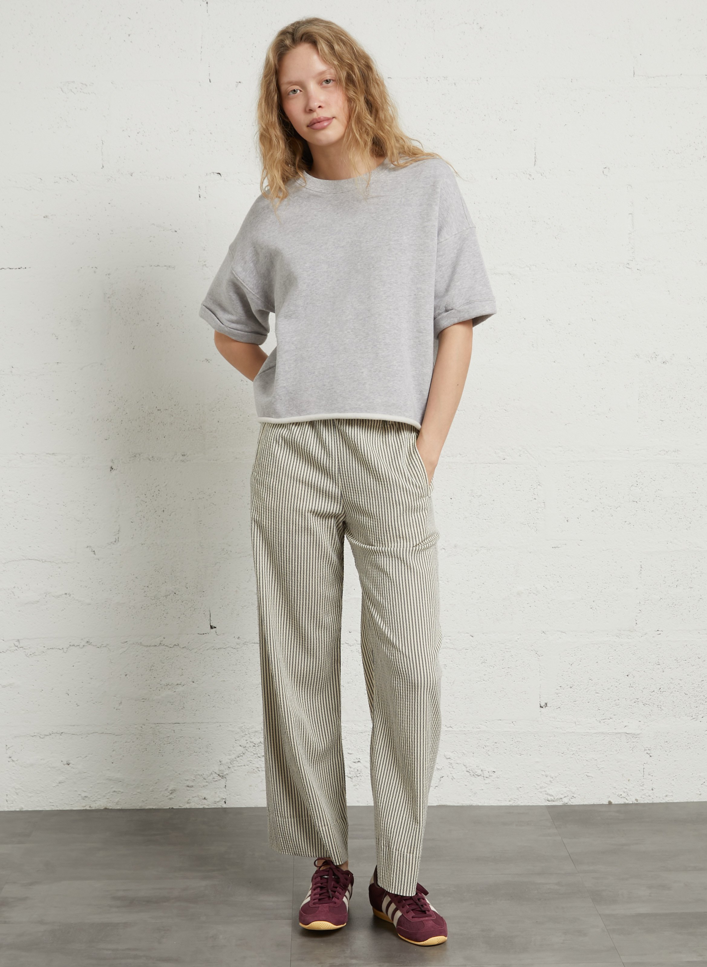 Oversized cotton-blend sweatshirt with round neck HOD PARIS Grey