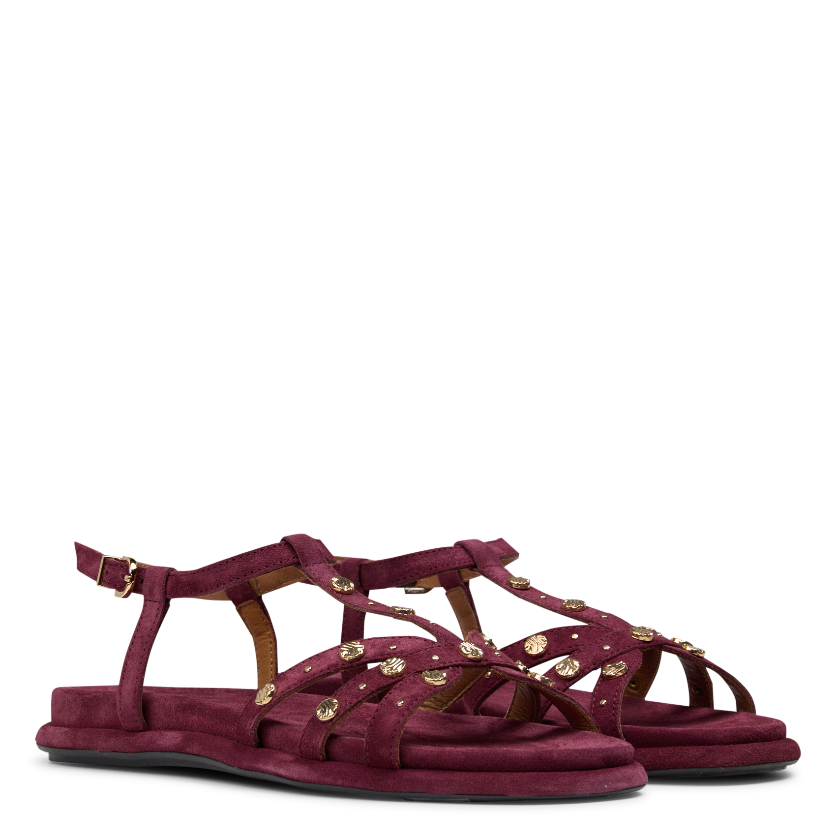 Sandalias planas de piel aterciopelada MELLOW YELLOW Morado