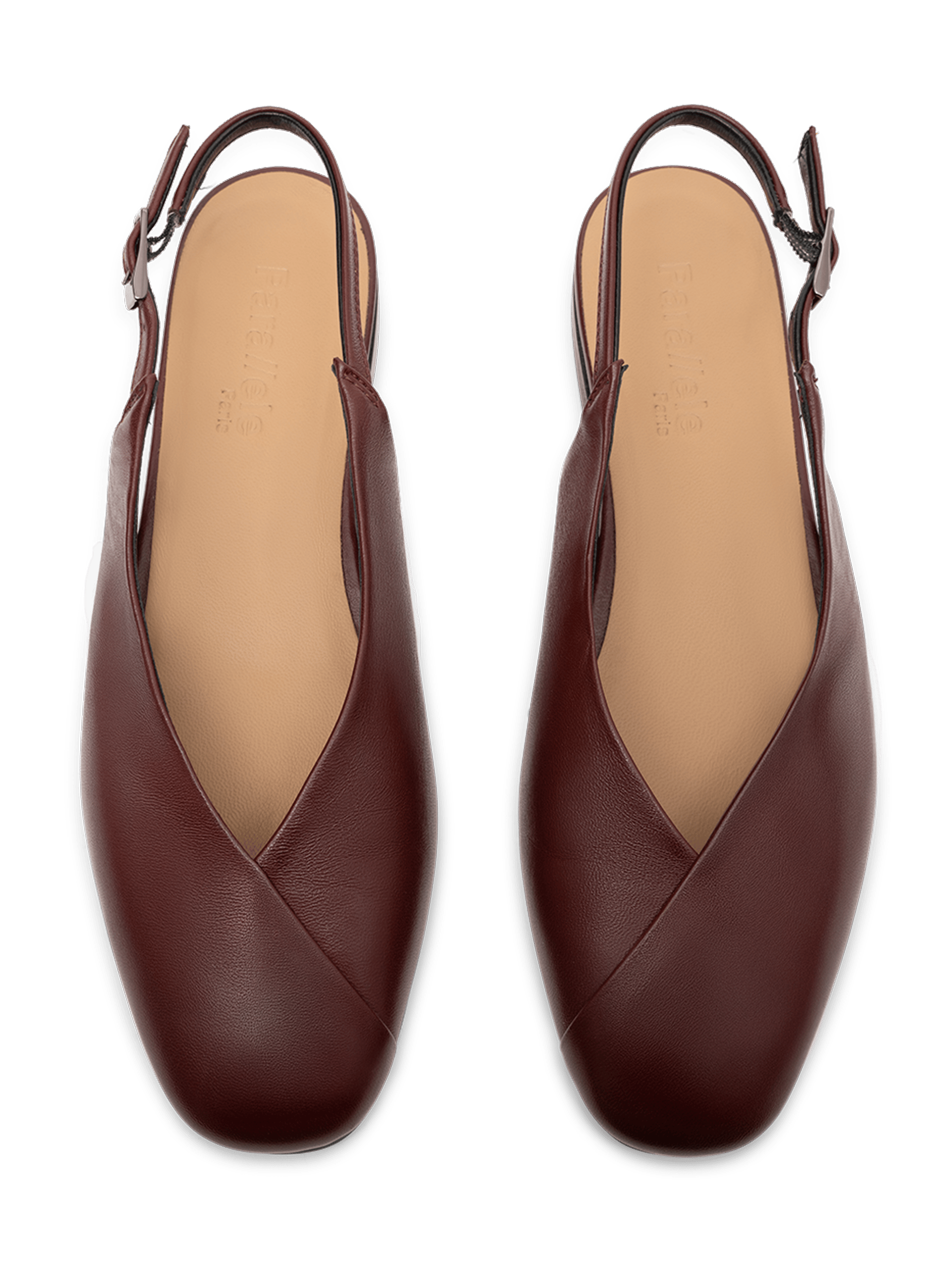 Burgundy nappa leather ballet flats PARALLELE PARIS Red