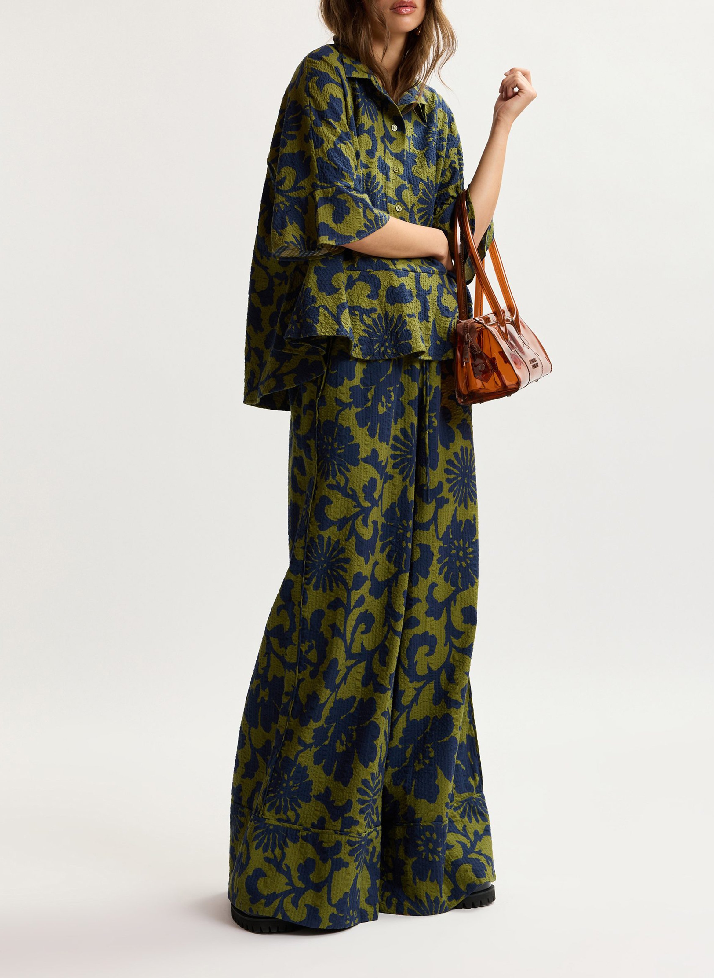 Pantalón de talle alto estampado ESSENTIEL ANTWERP Verde