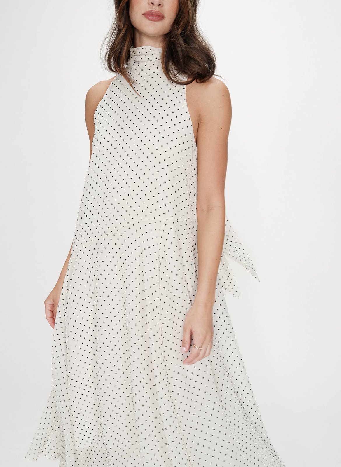 Robe asymétrique sans manches à pois GRACE ET MILA Blanc