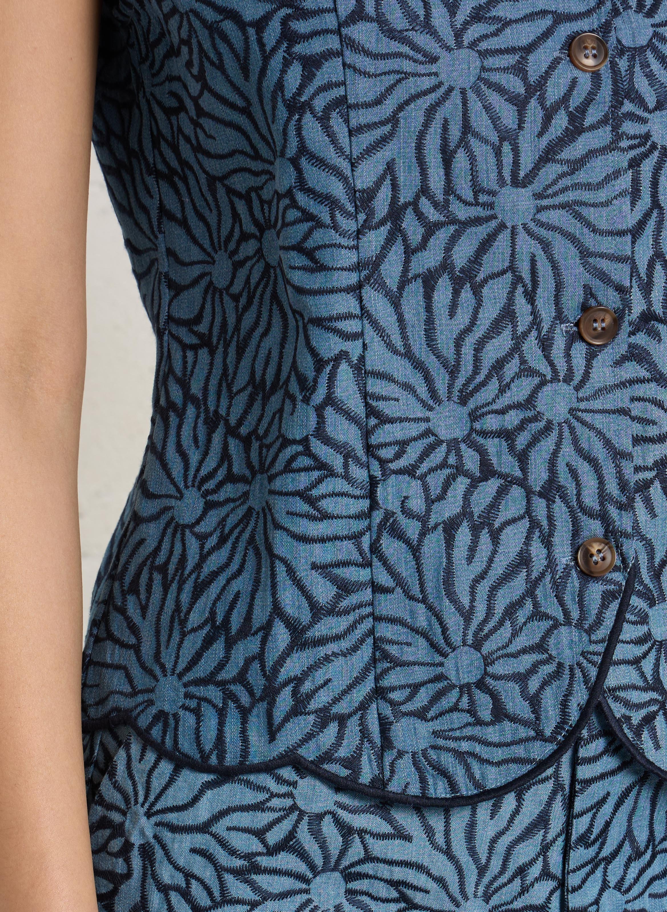 Gilet droit col rond imprimé LA PETITE ETOILE Bleu