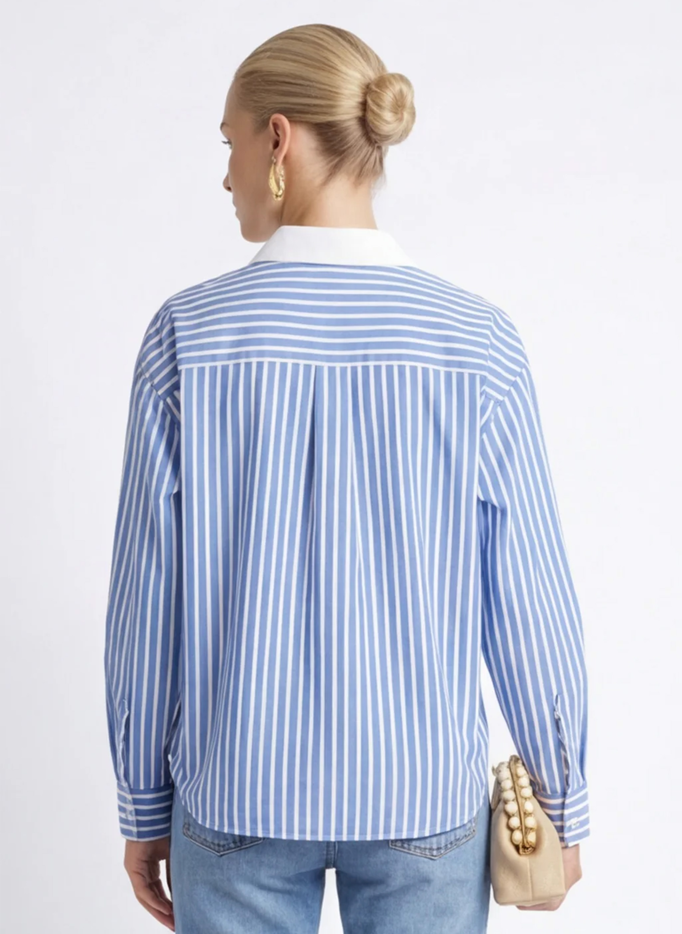 Chemise droite col classique en coton rayé KOOKAI Bleu