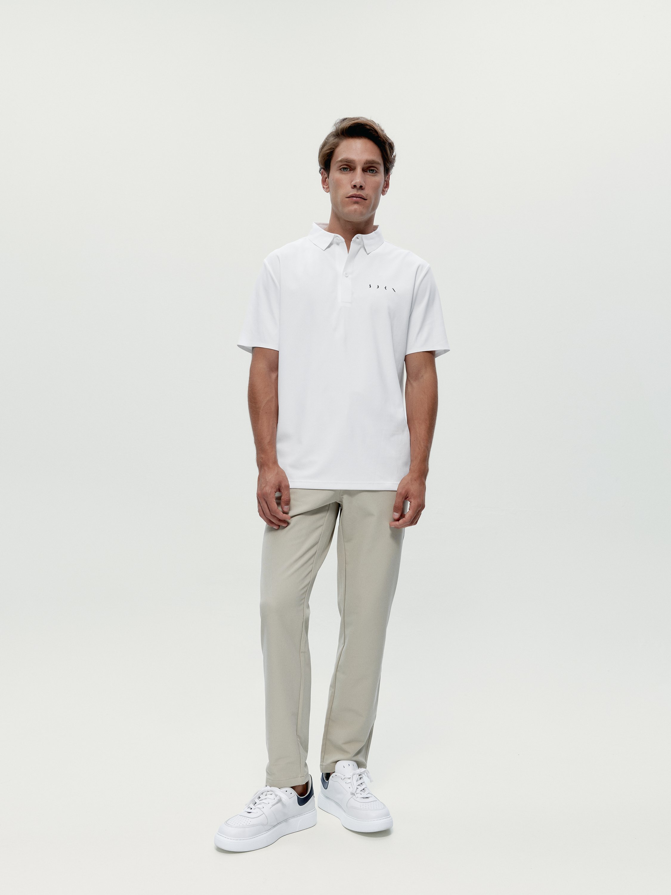 Short-sleeve performance sports polo t-shirt BORN White