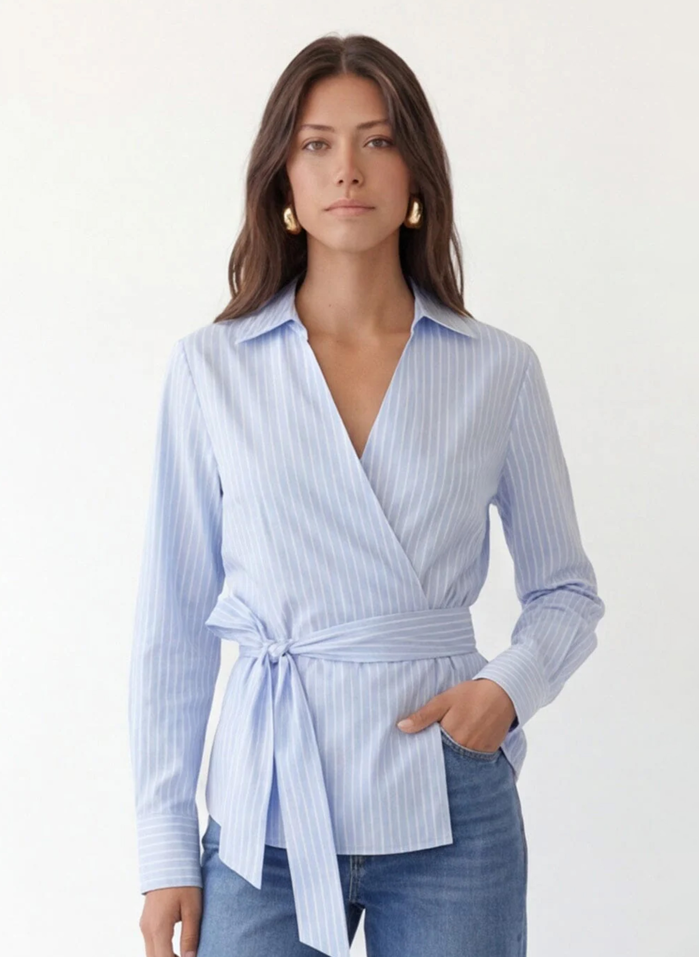 Bluse aus Baumwoll-Mix mit klassischem Kragen KOOKAI Blau