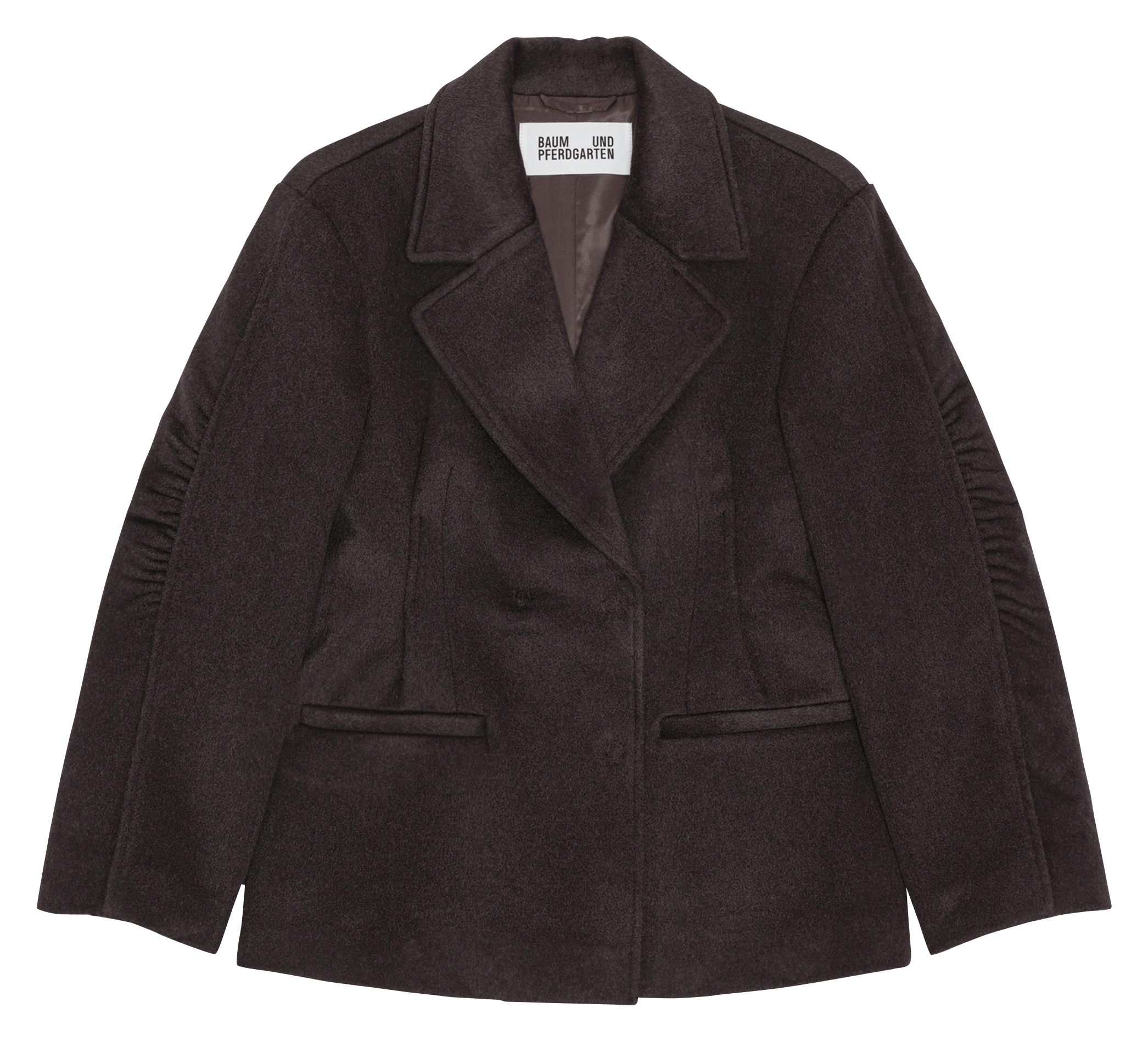 Fitted plain wool blend blazer BAUM UND PFERDGARTEN Brown