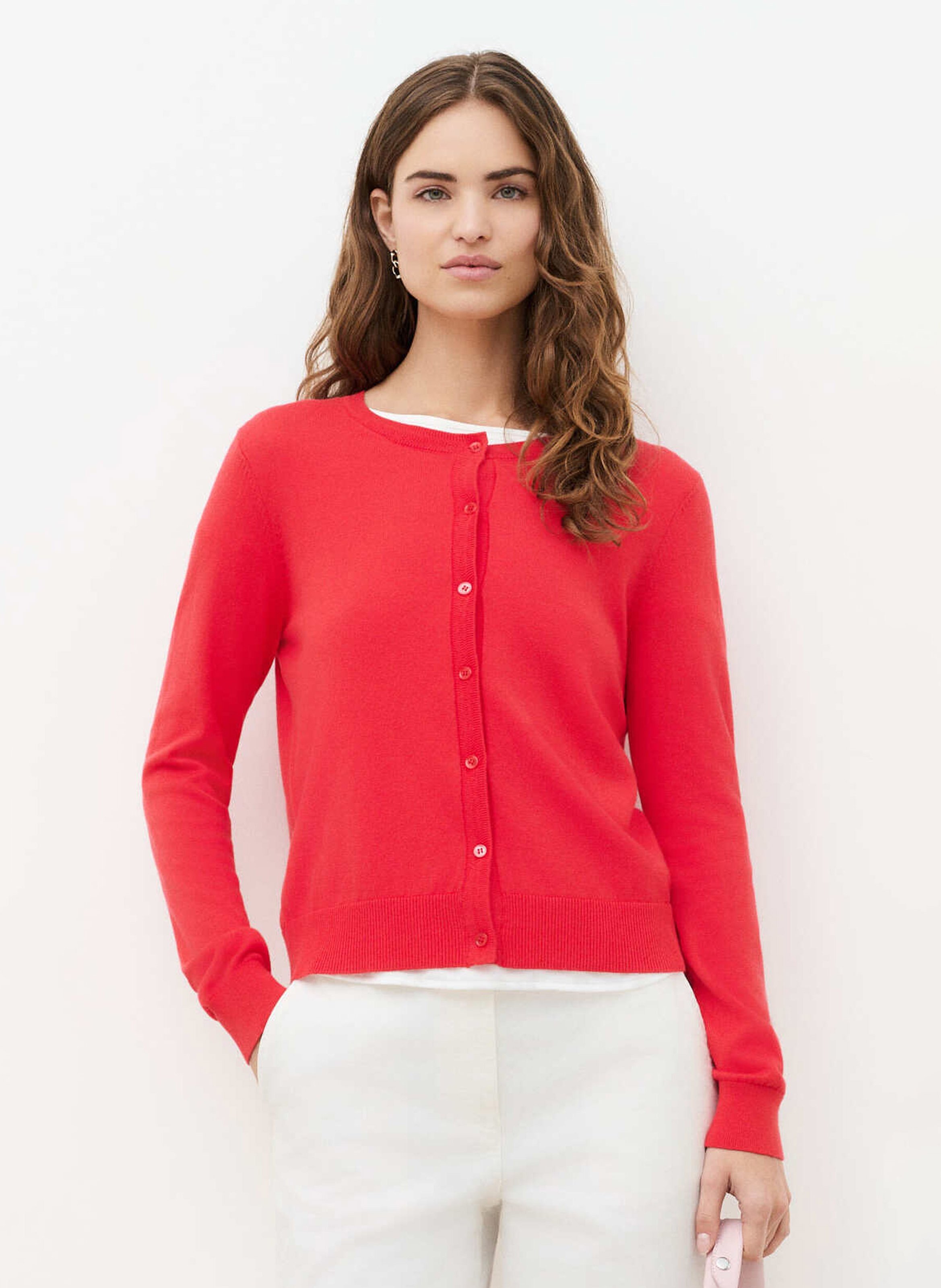 Gilet en coton col rond CAROLL Rouge