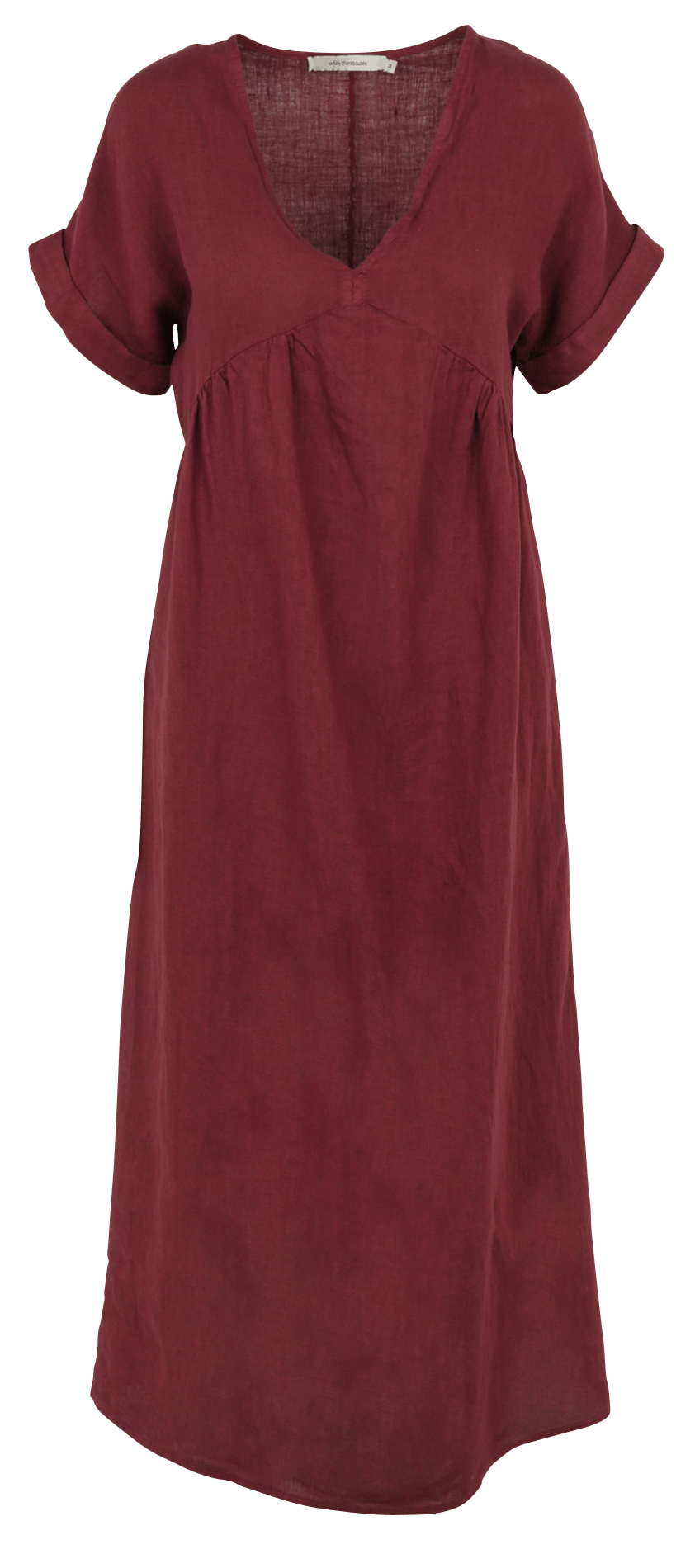 Long linen V-neck dress LA FEE MARABOUTEE Brown