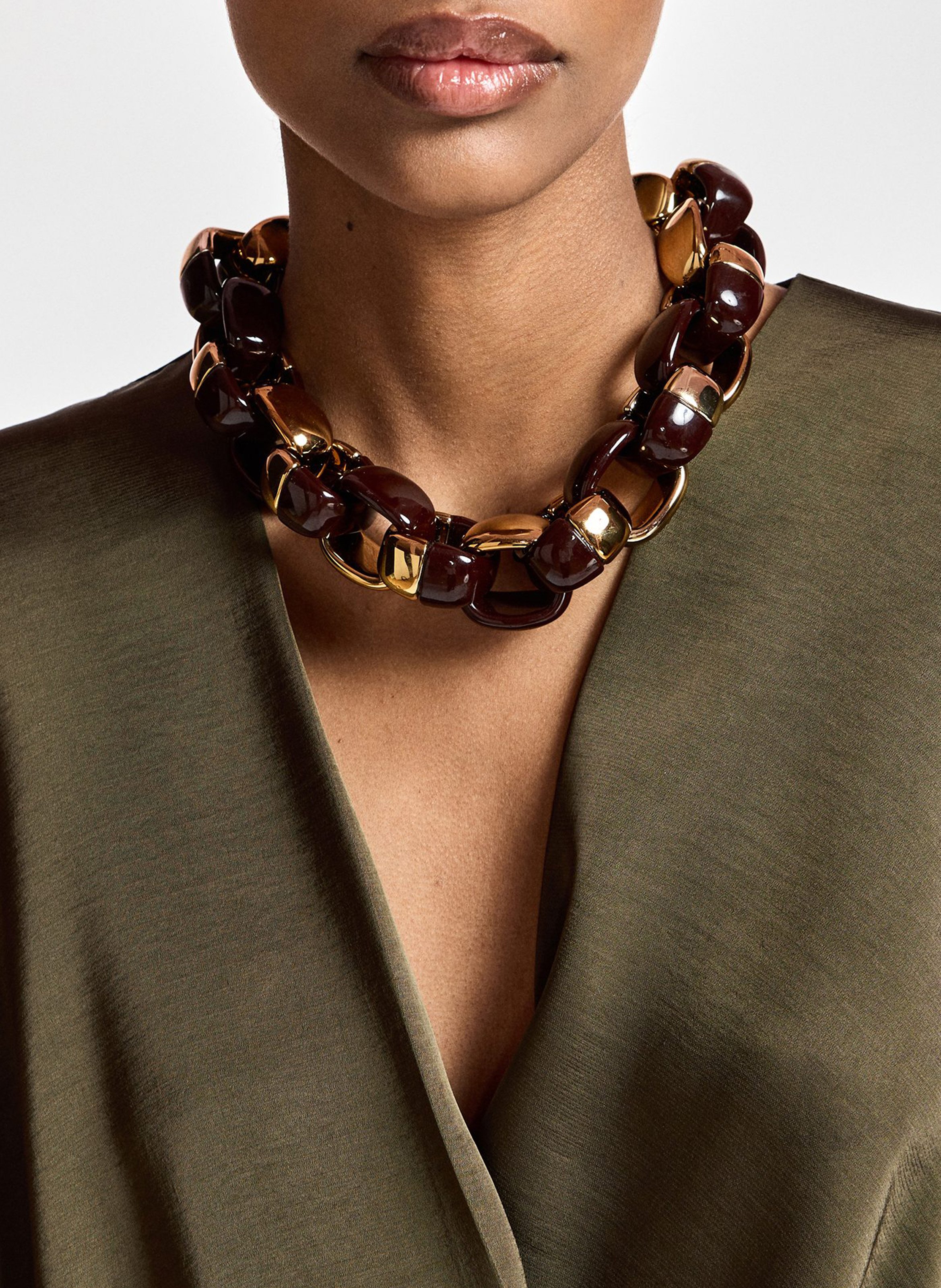 Chunky link necklace | Brown ESSENTIEL ANTWERP Women
