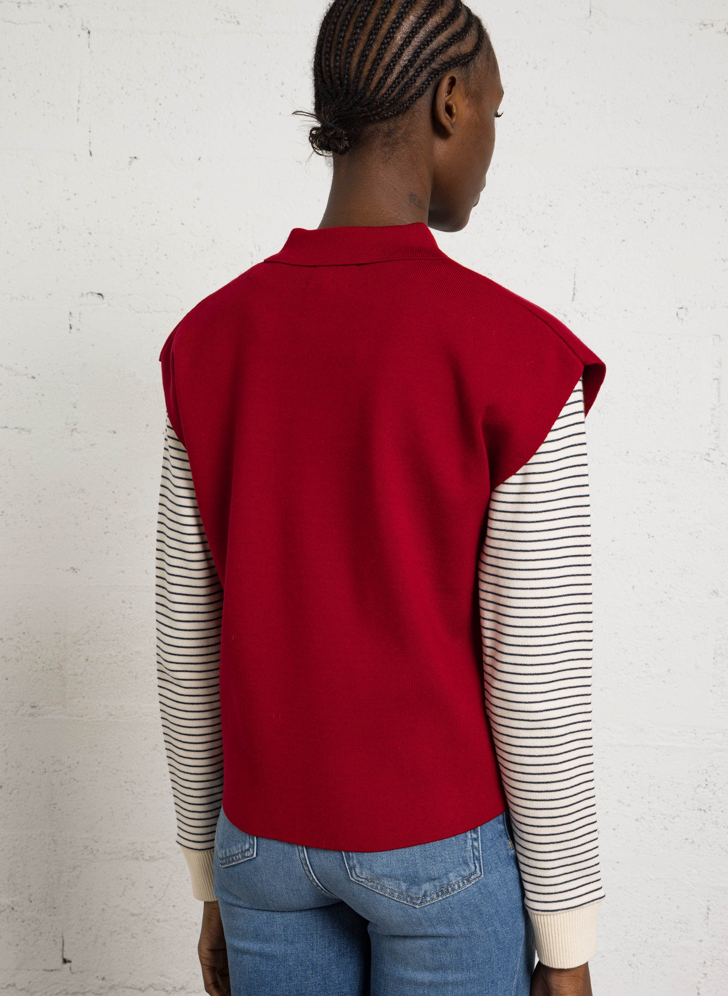 Pull sans manches uni MAISON 123 Rouge