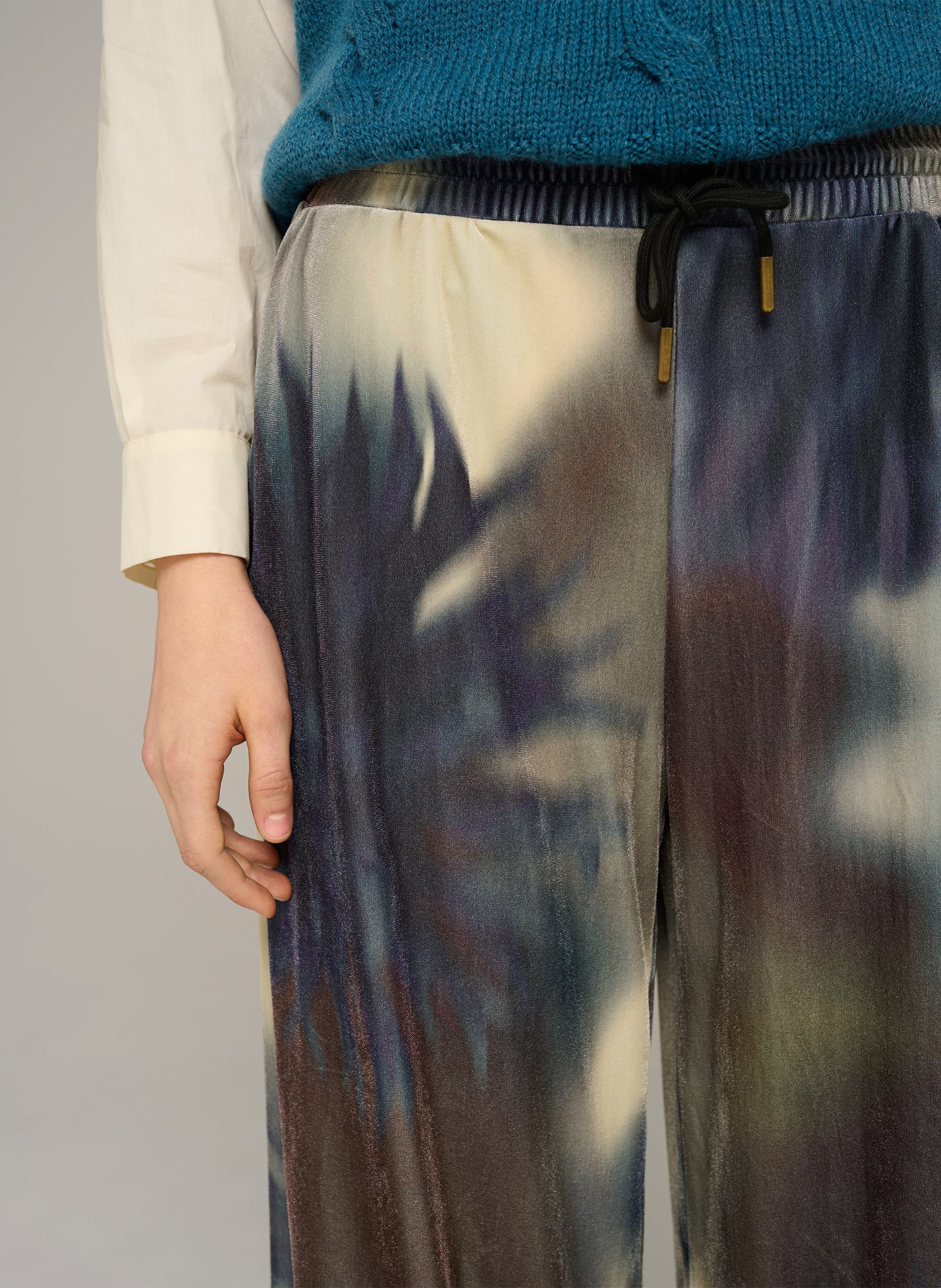 Wijde broek van velours met print COTELAC ACOTE Zwart
