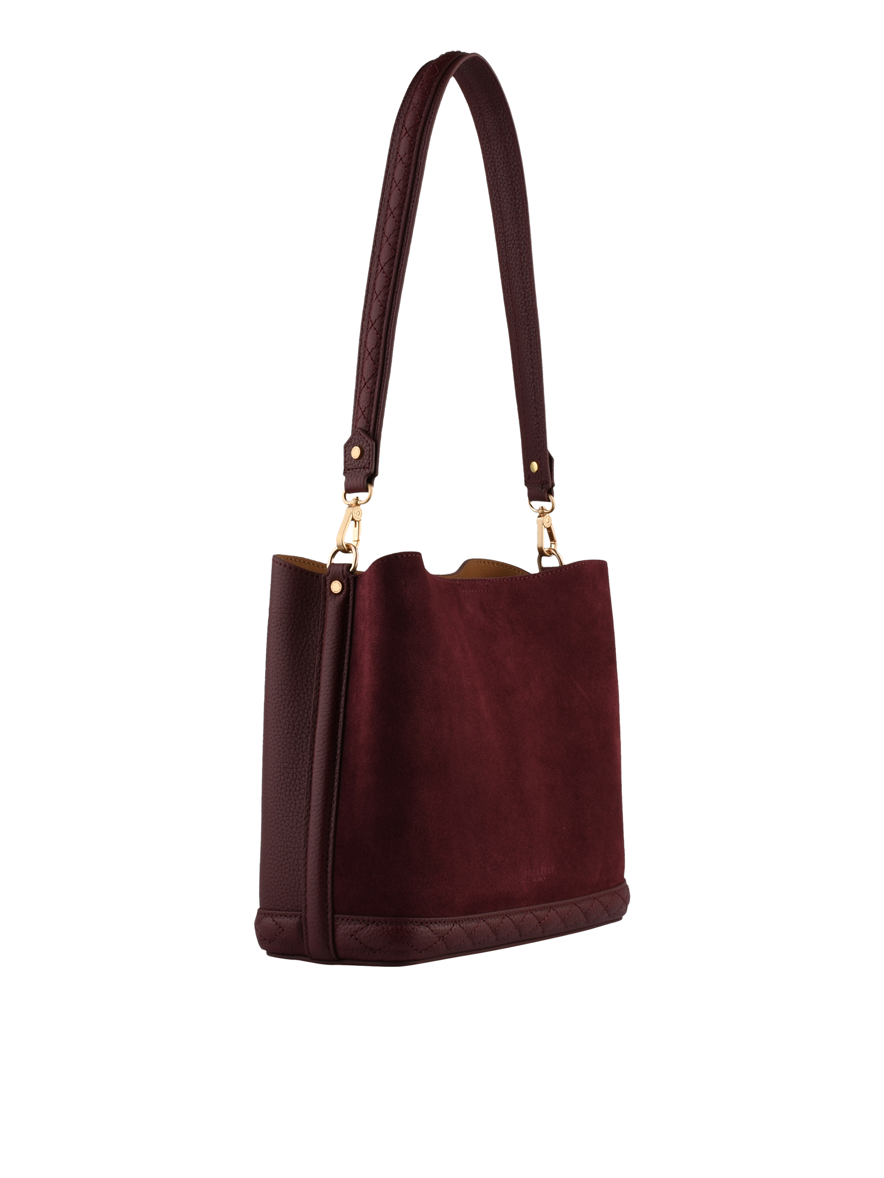 Sac porté épaule en cuir de vachette façon daim POURCHET Rouge