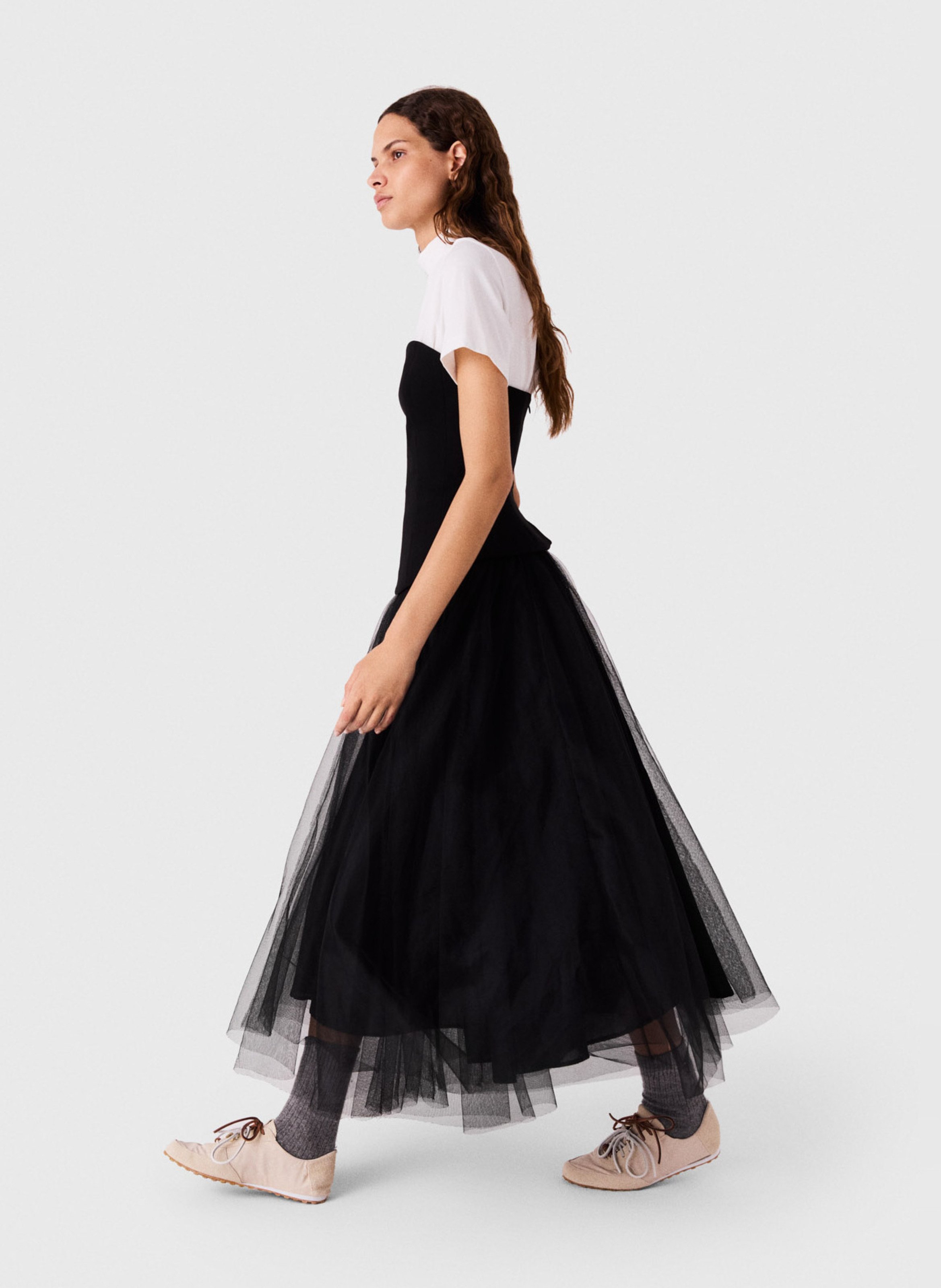 Robe bustier avec jupe en tulle MAJE Noir