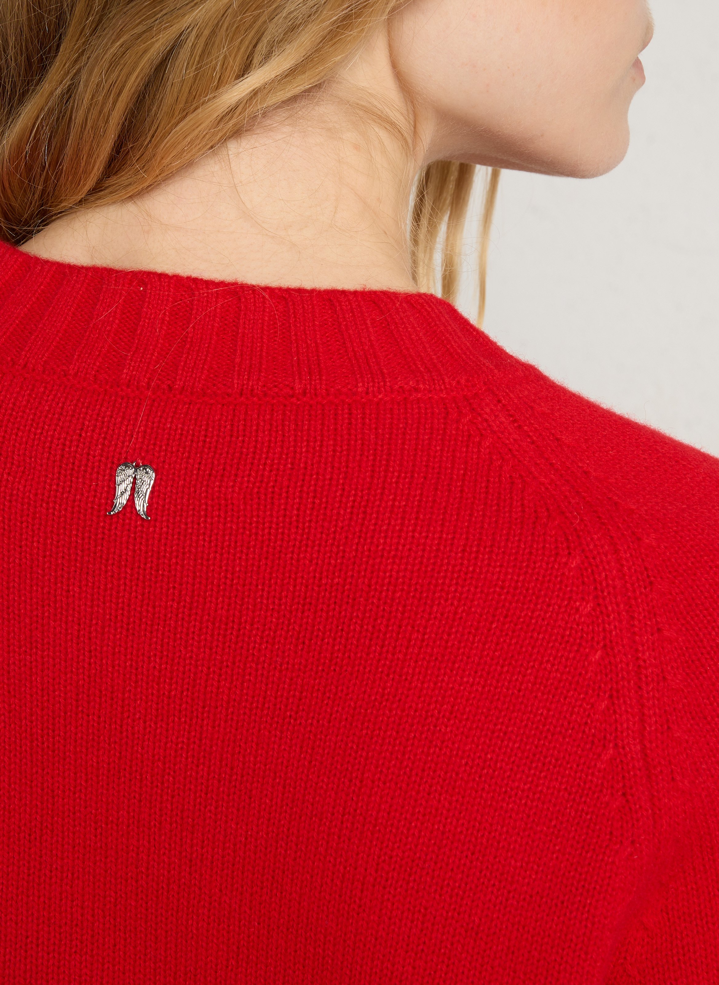 Pull droit col rond en laine et cachemire BERENICE Rouge