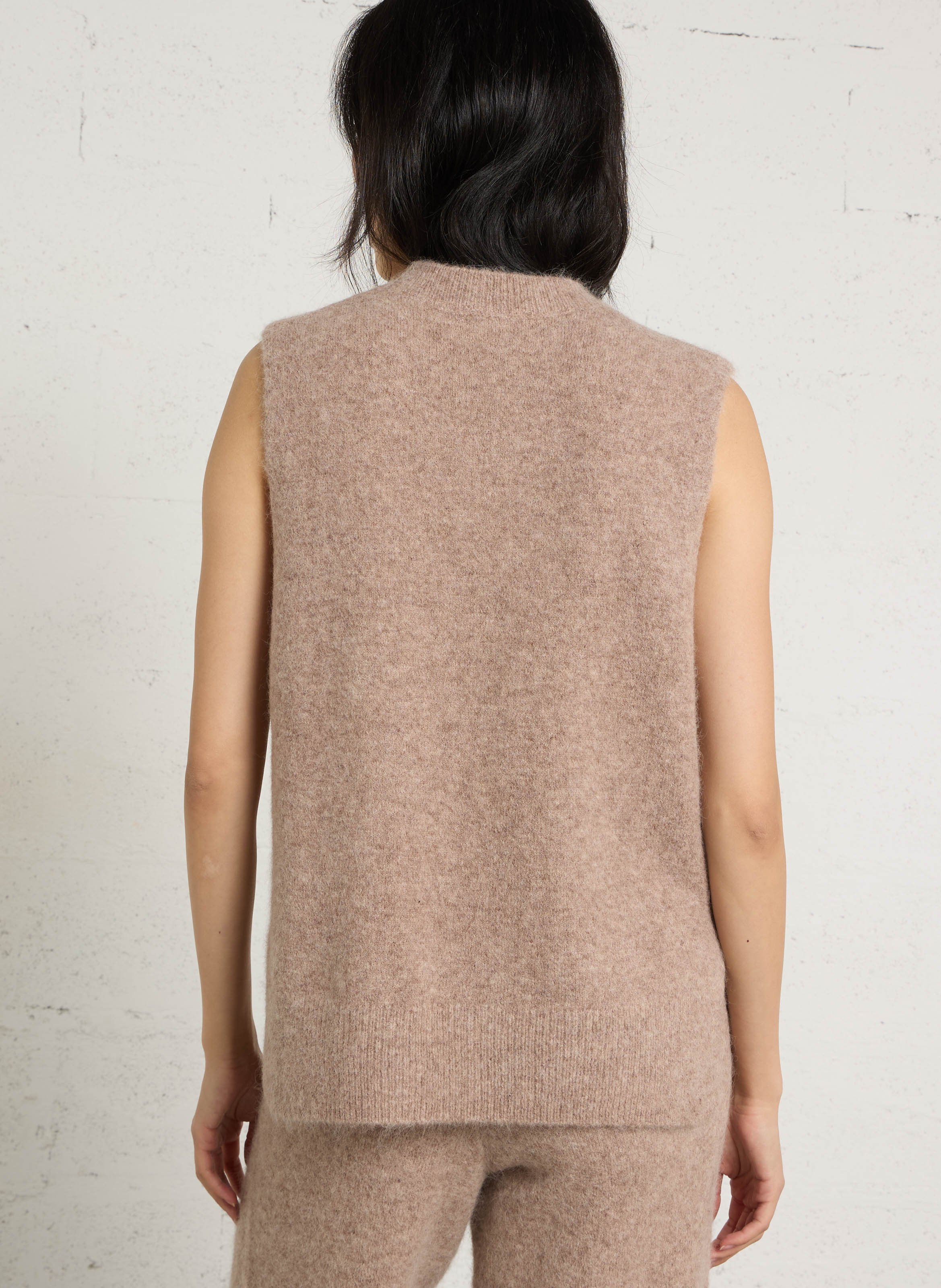 Oversized sleeveless cardigan in a wool blend MAJESTIC FILATURES Beige