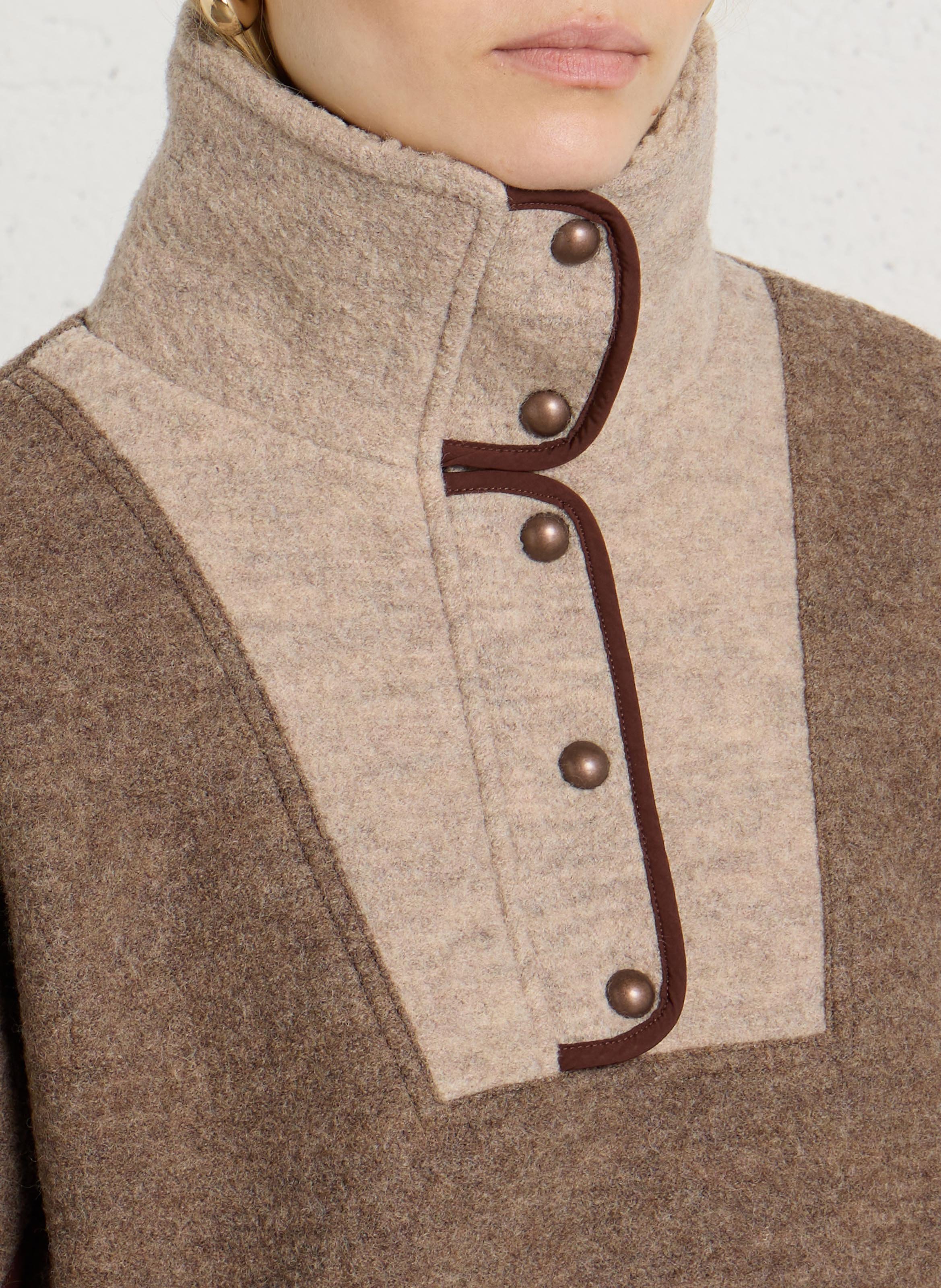 Solid wool coat with high neck SESSUN Beige