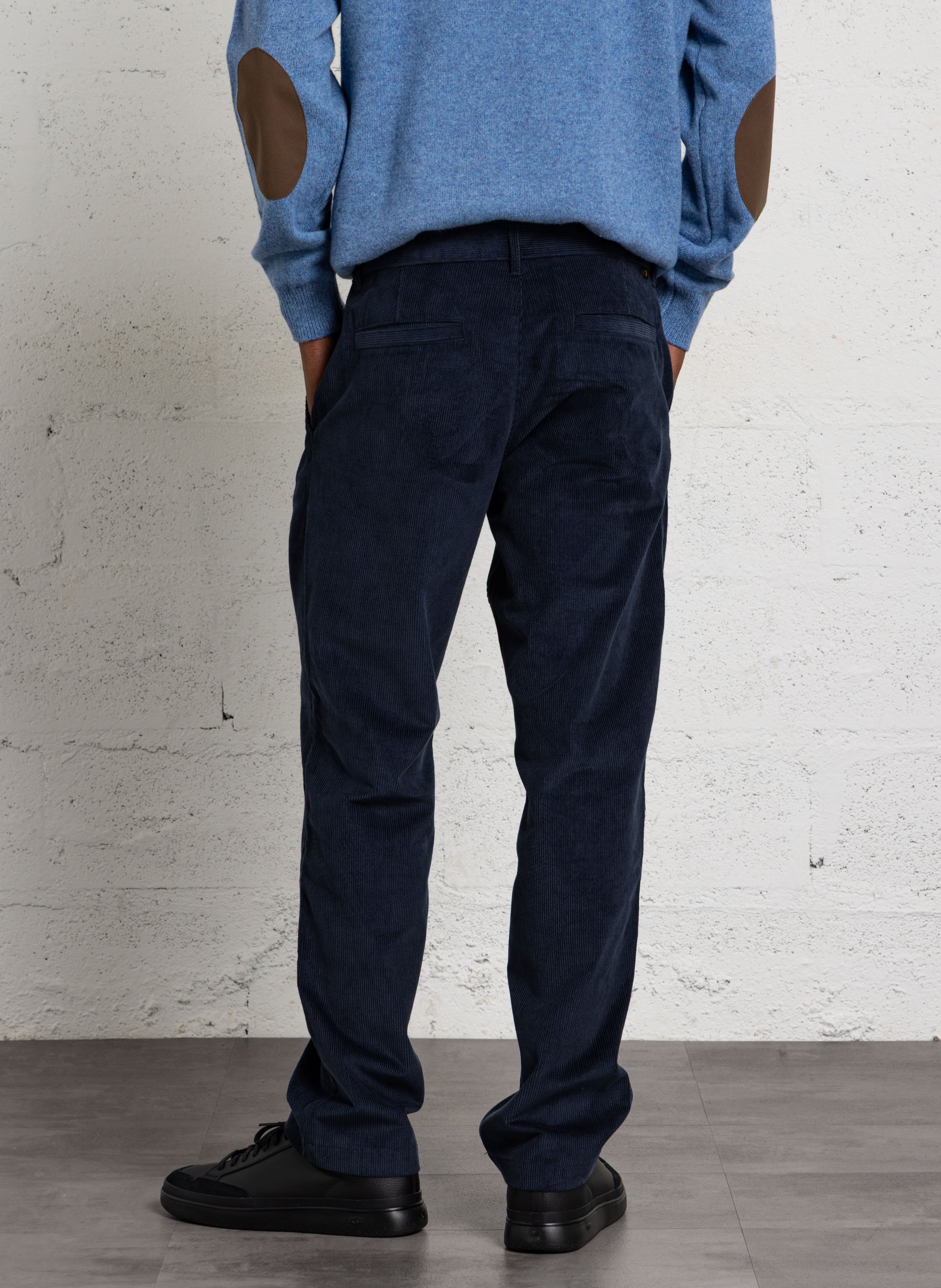 Pantalon droit en coton côtelé FARAH Bleu