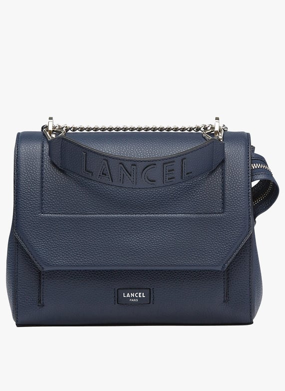 Grained leather bag with flap Bleu petrole Lancel Women Place