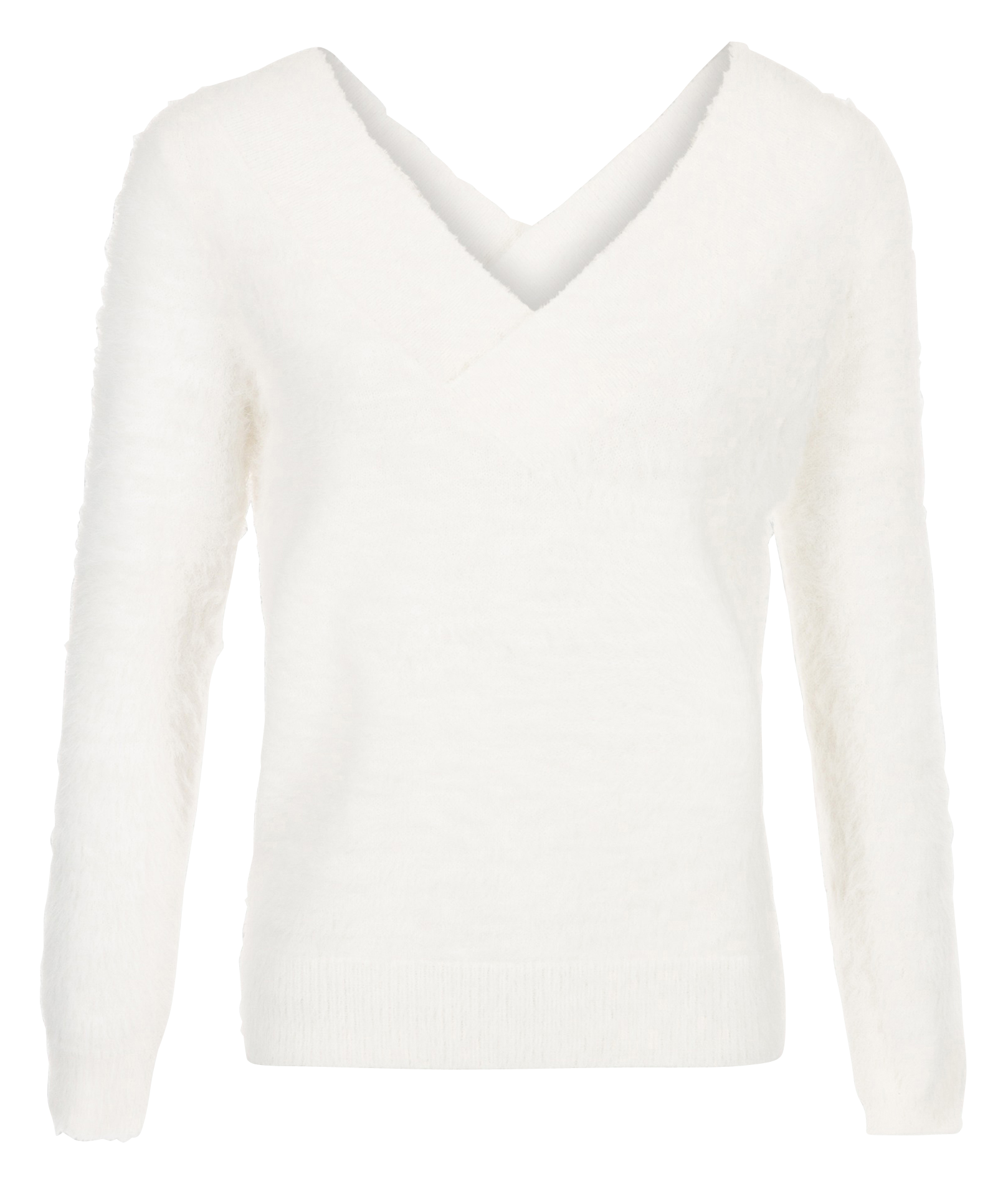 Pull décolleté V devant et dos en maille mélangée MORGAN Beige