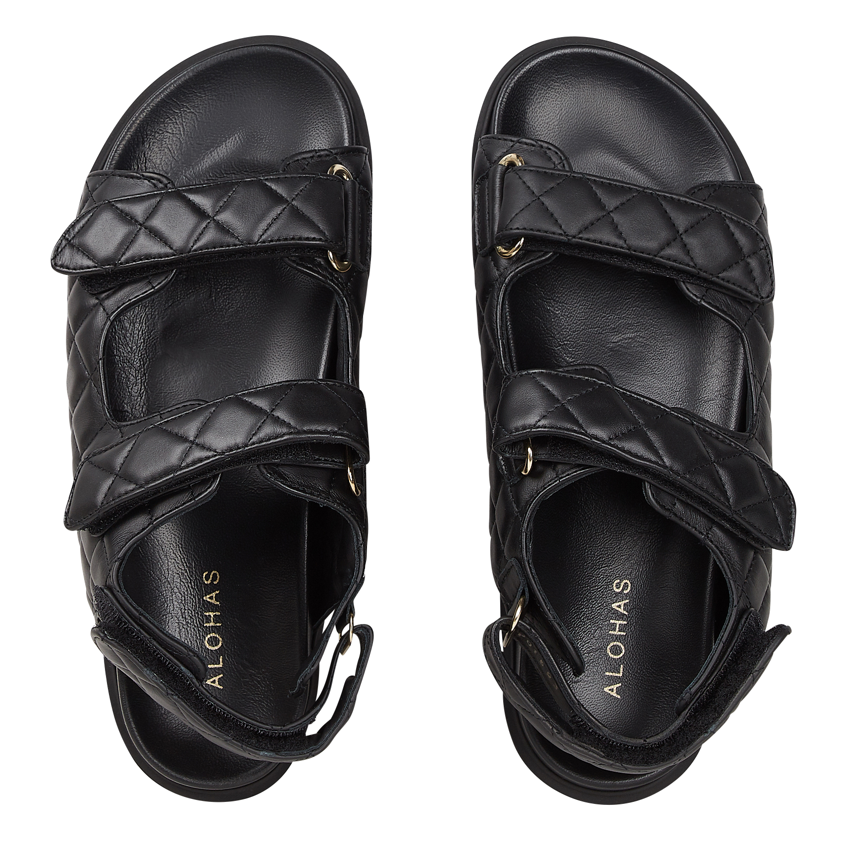 Platte, Leren Sandalen Black Alohas - Dames | Place des Tendances