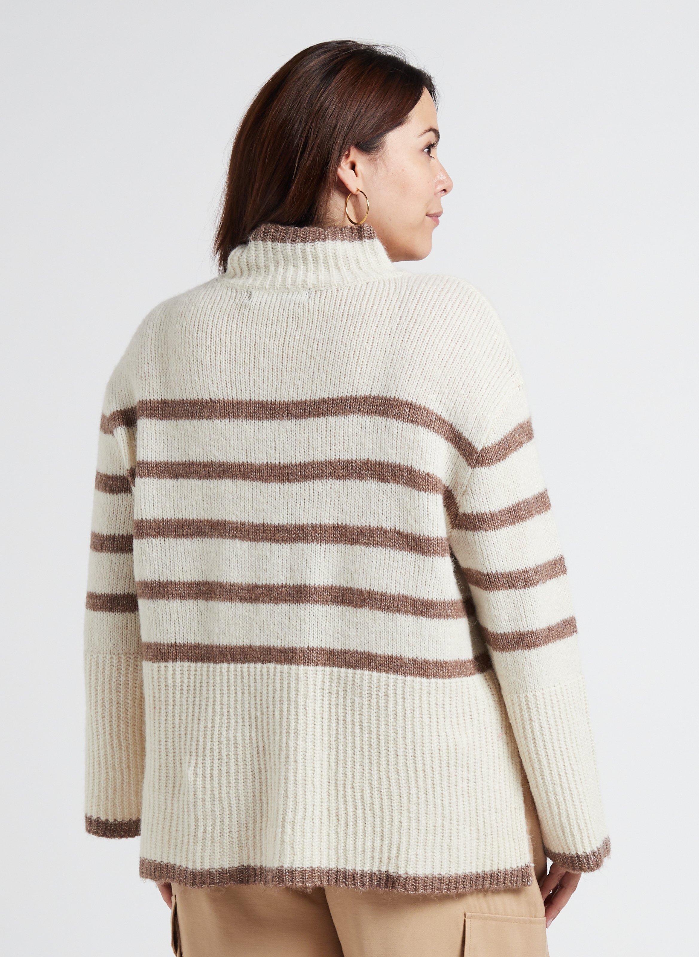 Pull col montant à rayures  VERO MODA CURVE Beige