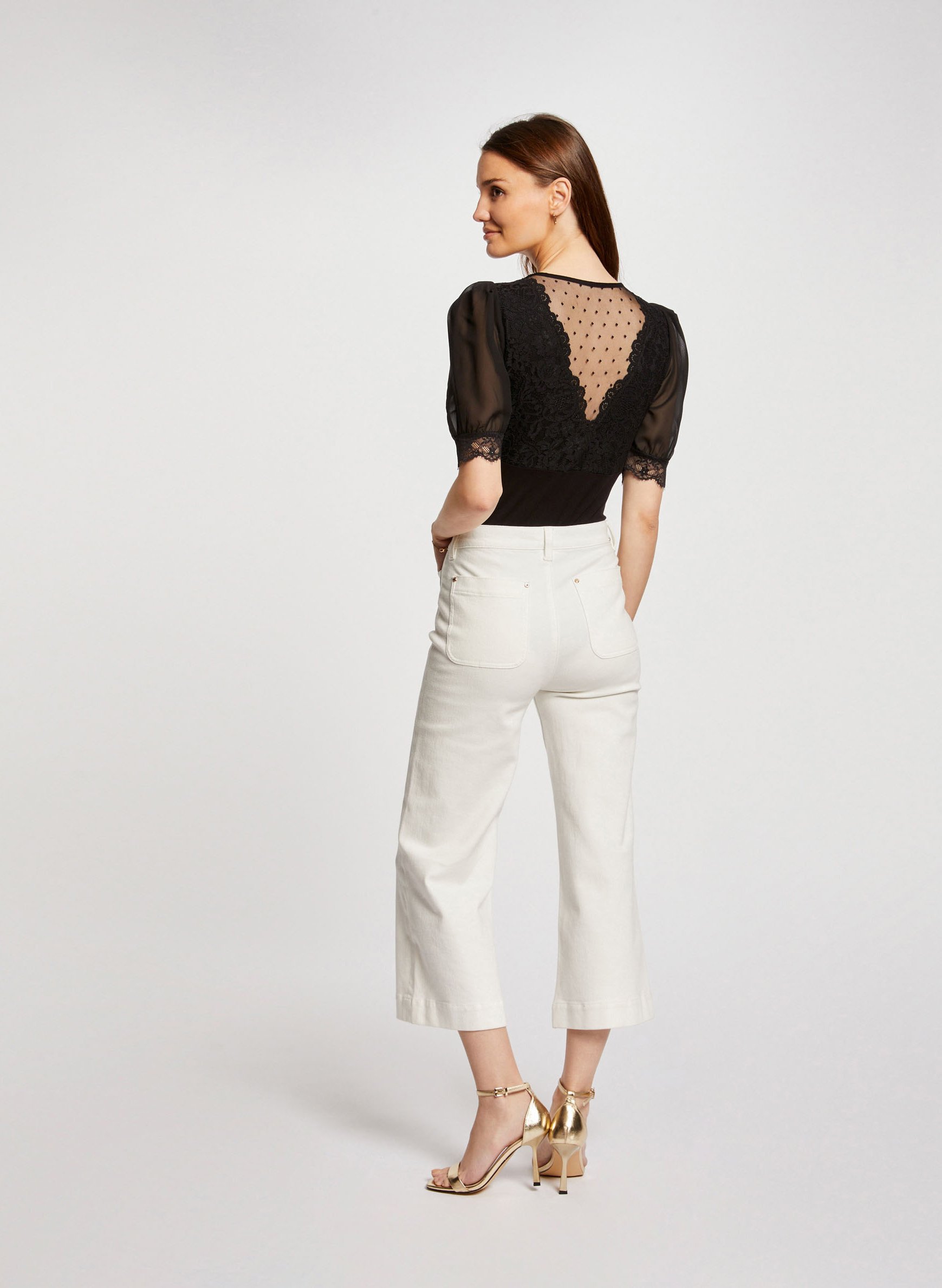 Body aus Spitze mit V-Ausschnitt MORGAN Schwarz