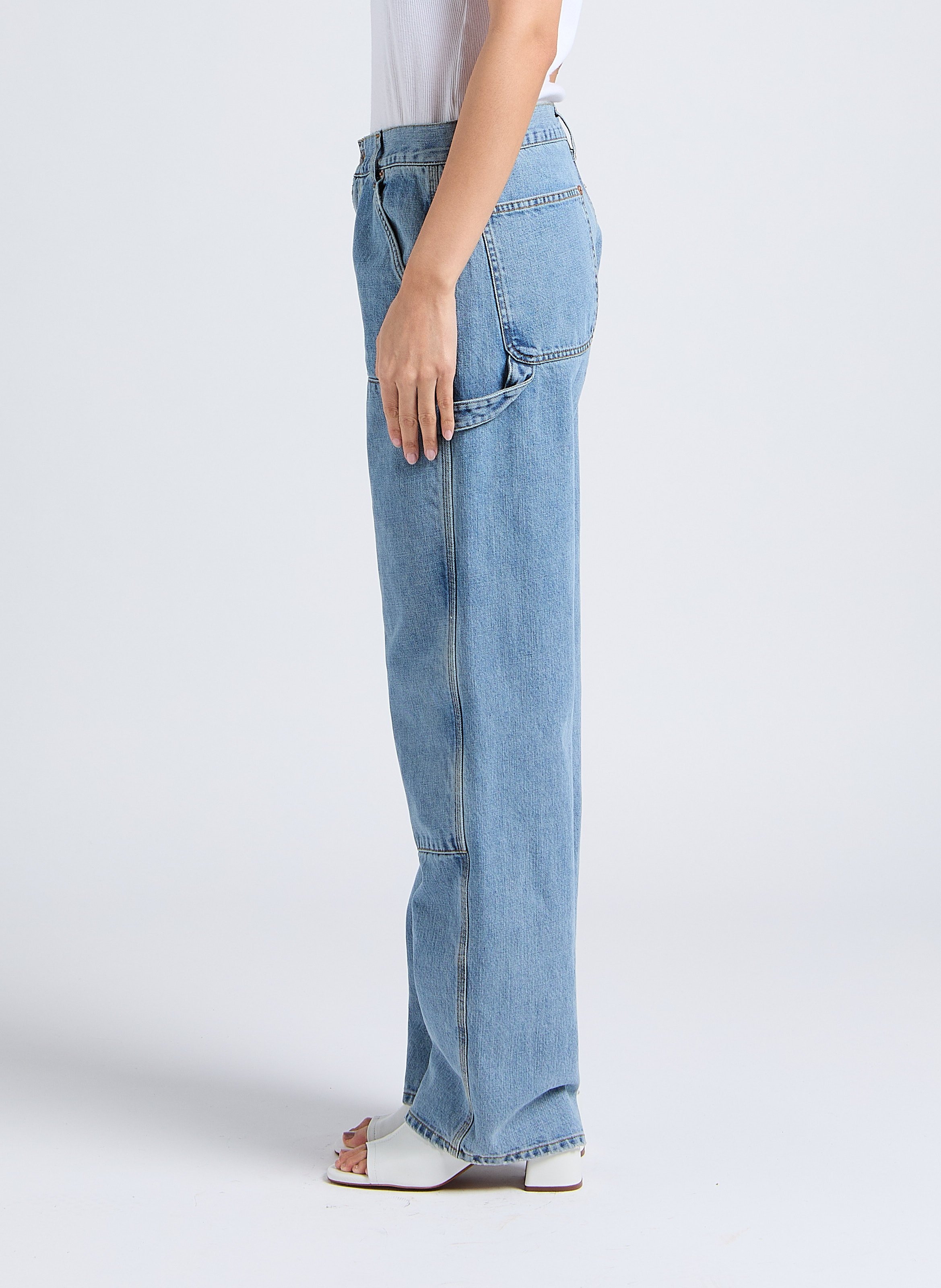 Jean droit taille haute en coton MARGAUX LONNBERG Bleu