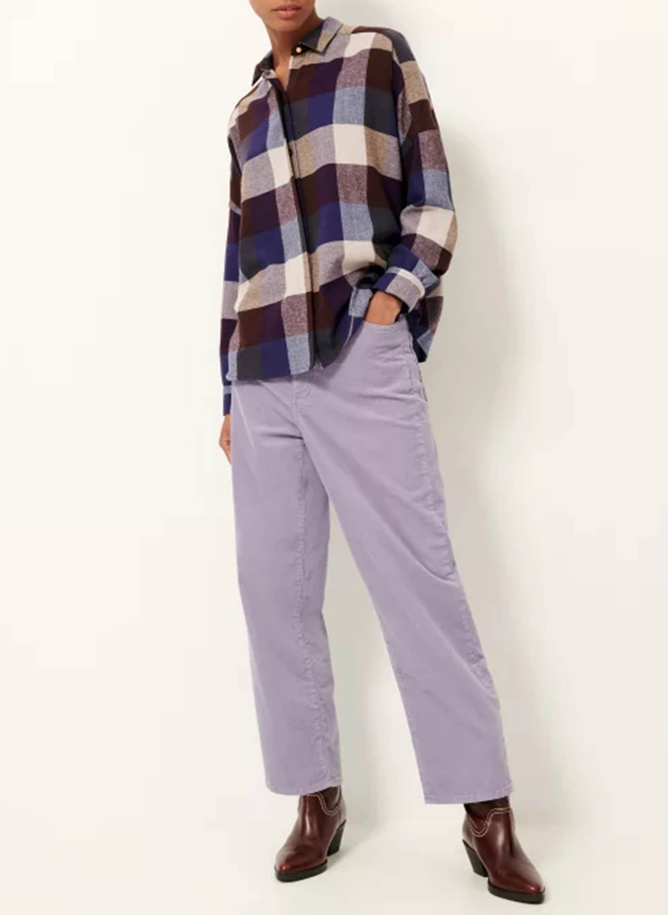 Pantalon droit taille haute en coton bio mélangé SESSUN Violet