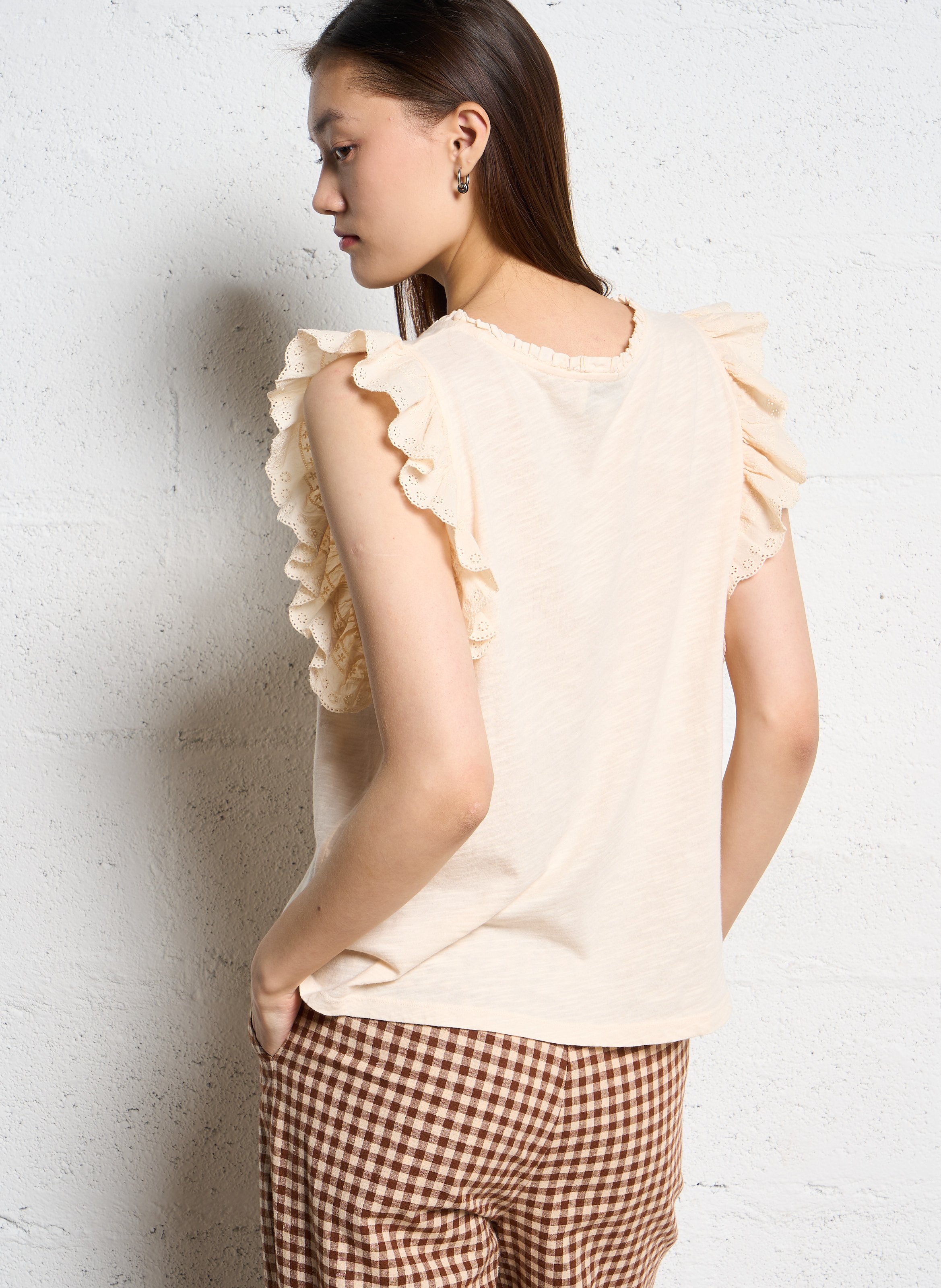 Camiliday round-neck sleeveless cotton top EMILE ET IDA Beige