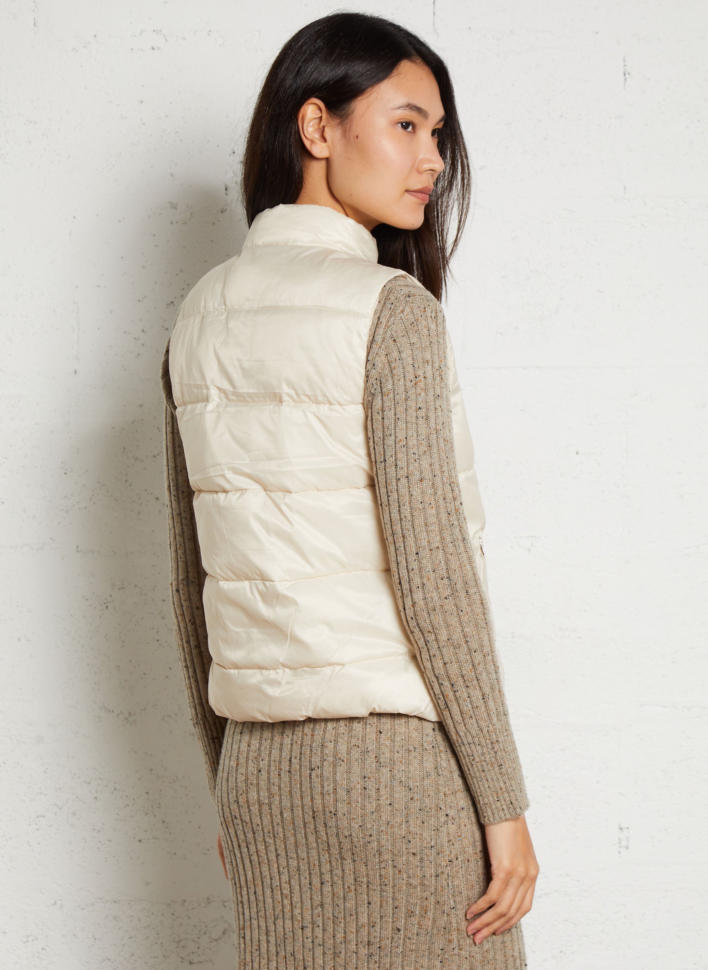 Quilted sleeveless high-neck puffer vest MAISON 123 White