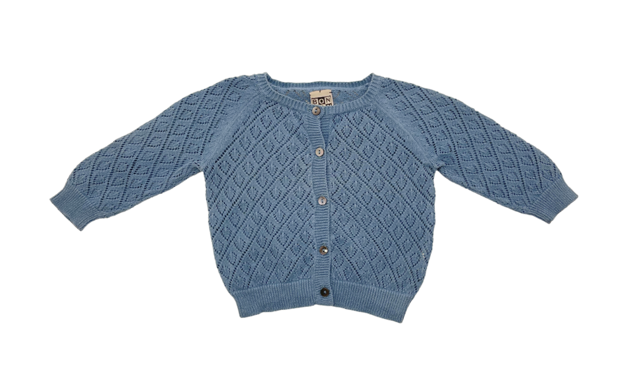 Blue baby cardigan - 6 months BONTON - Seconde Main Blue