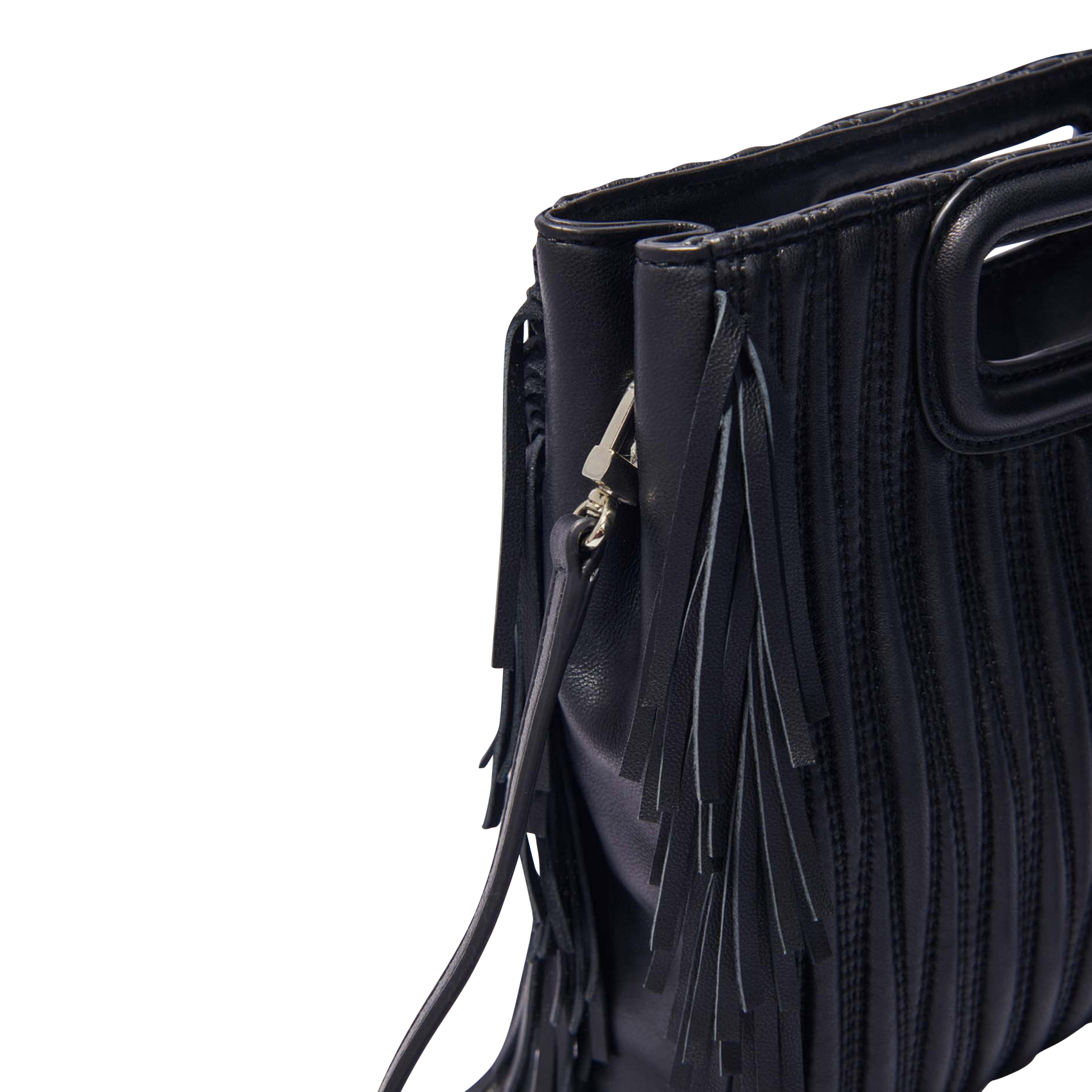 Leren schoudertas met franje MAJE Zwart