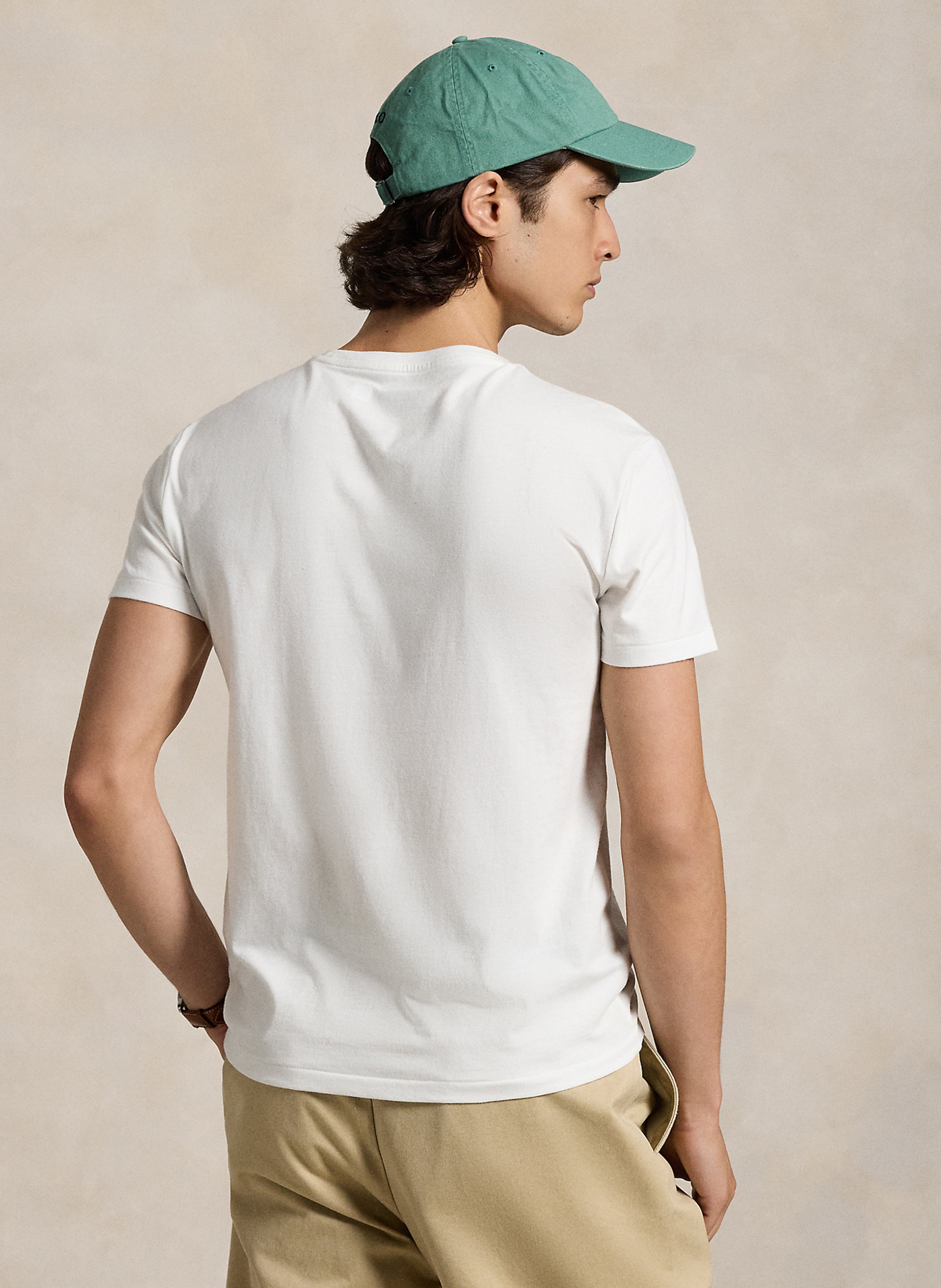 Slim-fit cotton t-shirt with round neck and pony player