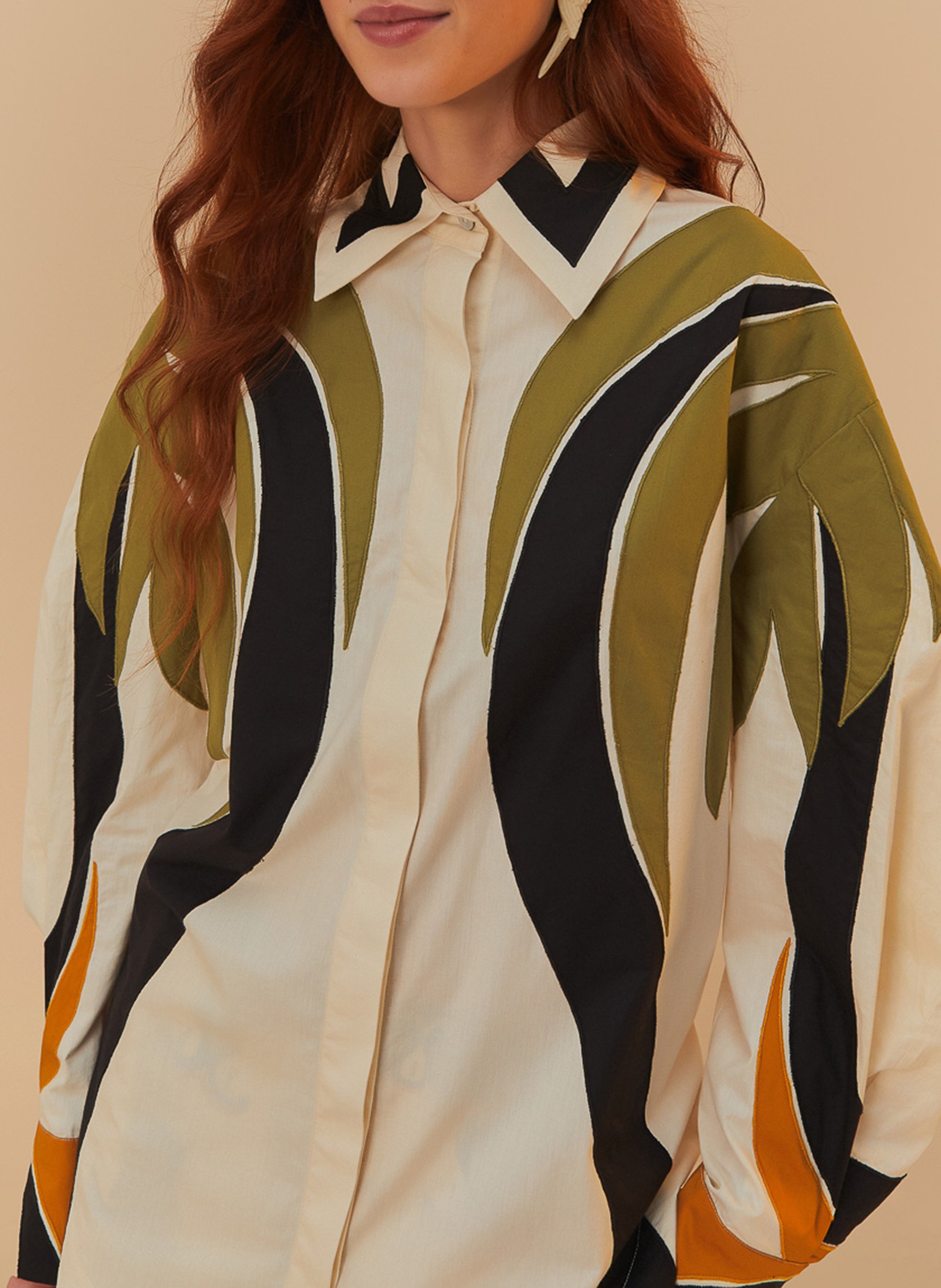 Oversized embroidered shirt FARM RIO Multicolored