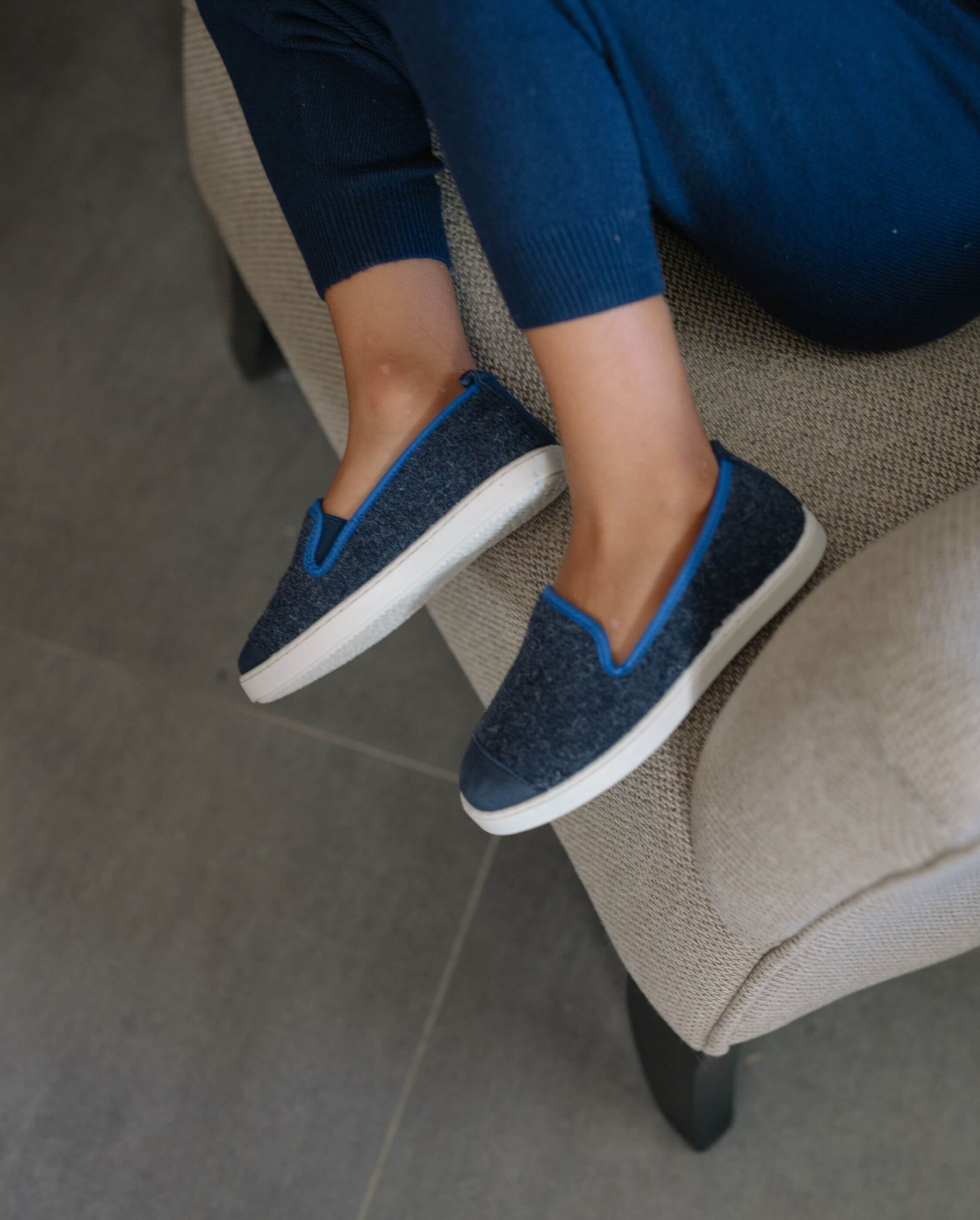 Child wool slipper, navy ocean ANGARDE Blue