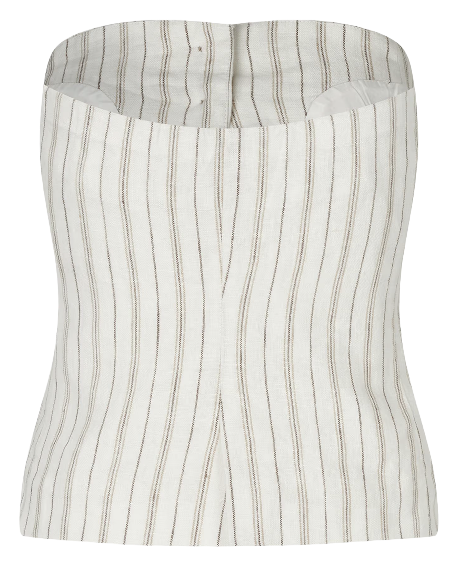 Gestreiftes Leinen-Bustiertop Beige