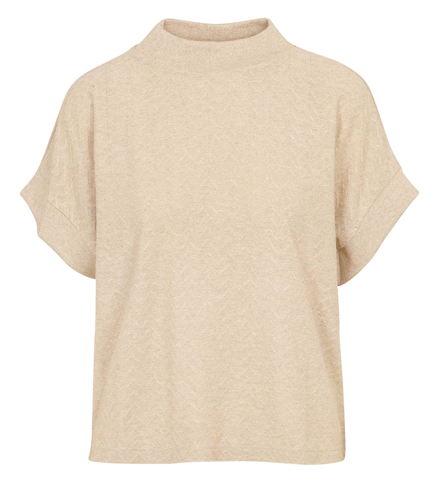 Tee-shirt droit col montant à chevrons métallisés I CODE Blanc