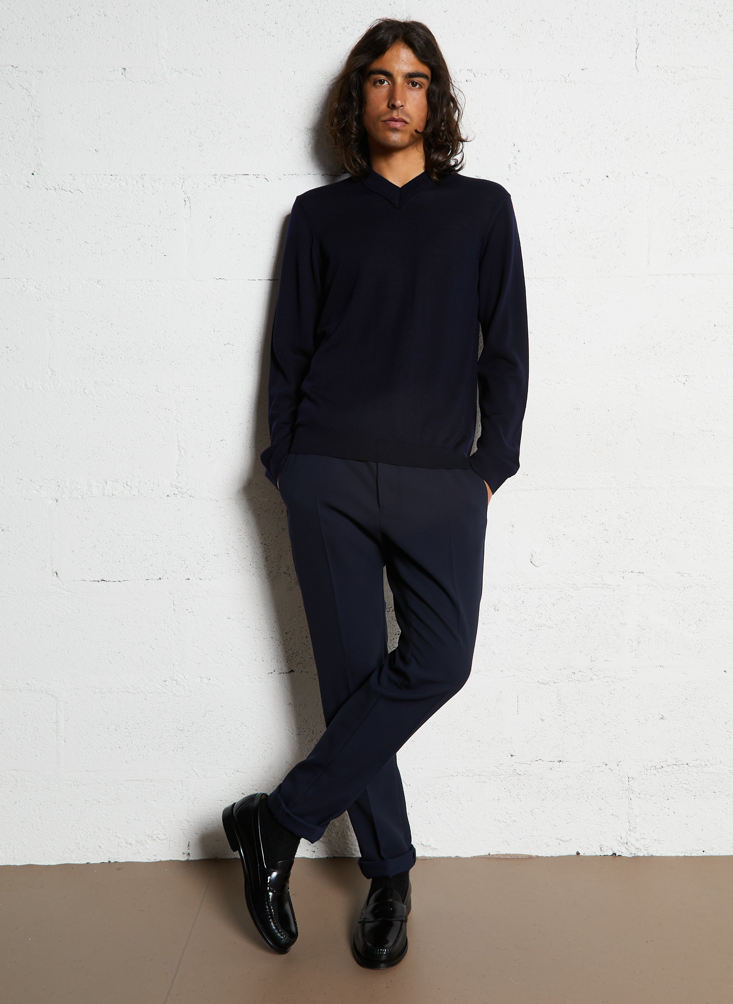 Blossom V-neck wool sweater IKKS Blue