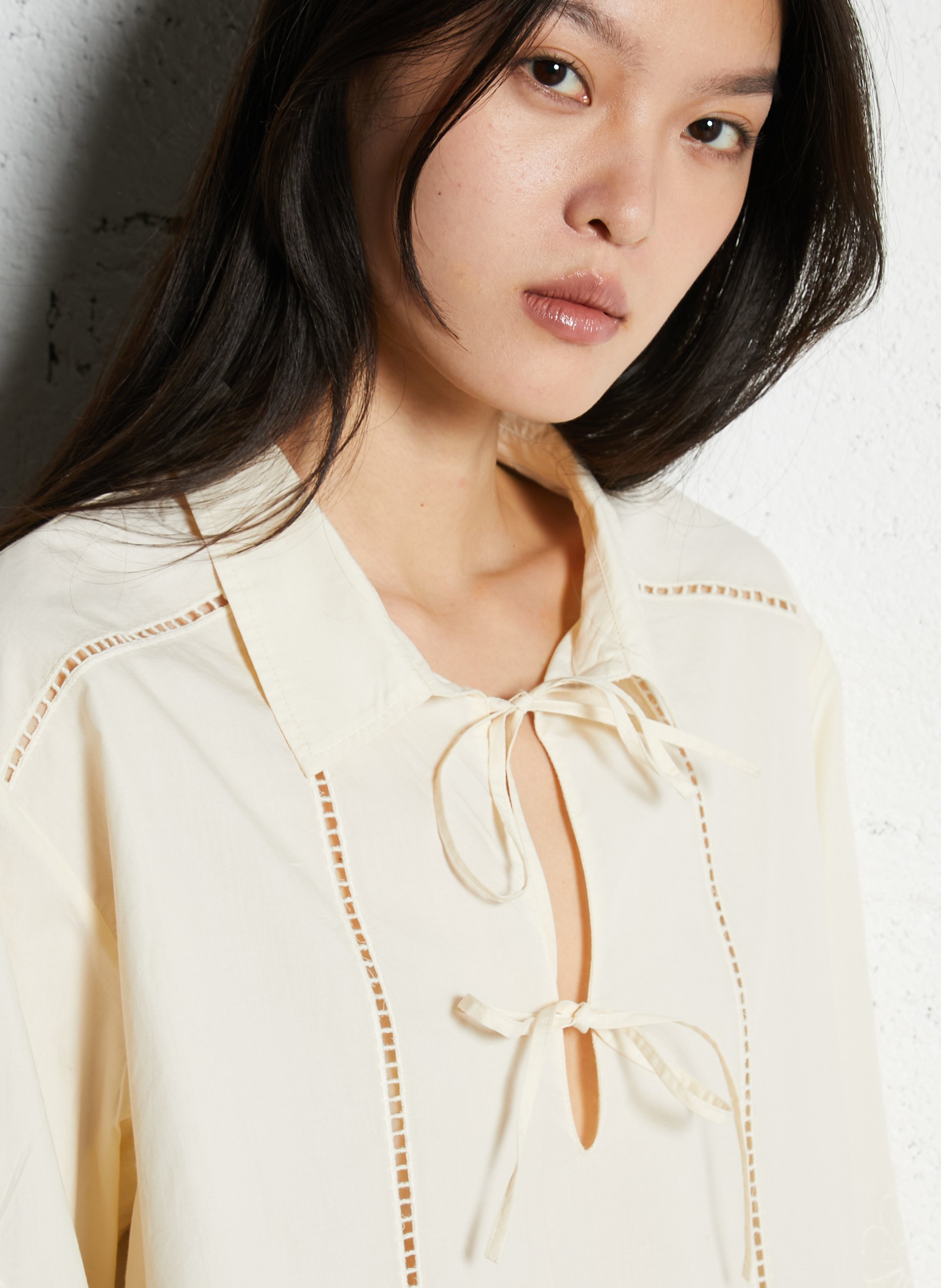 Cotton shirt collar blouse LOUISE MISHA Beige