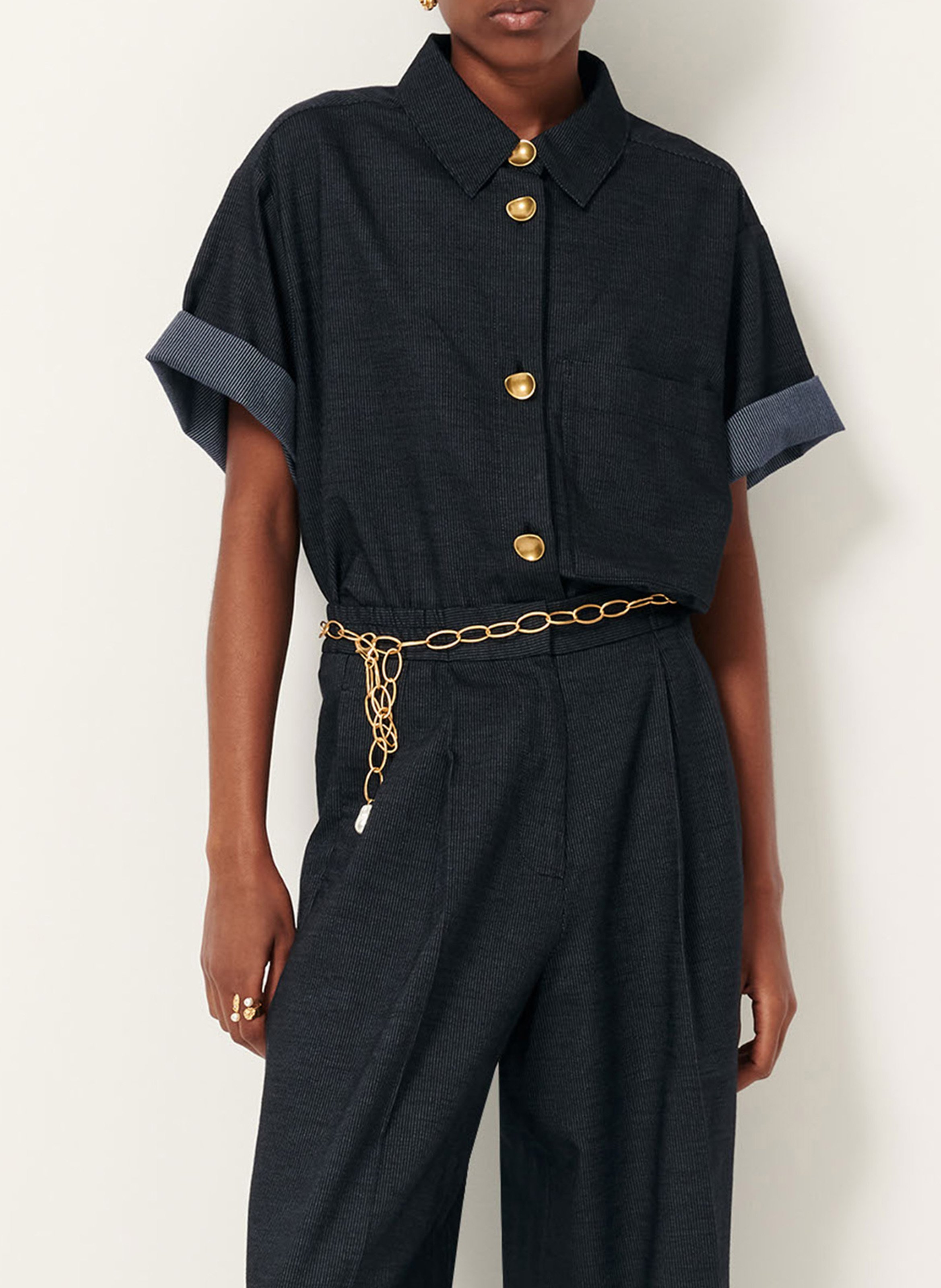 Chemise col classique en denim SESSUN Bleu