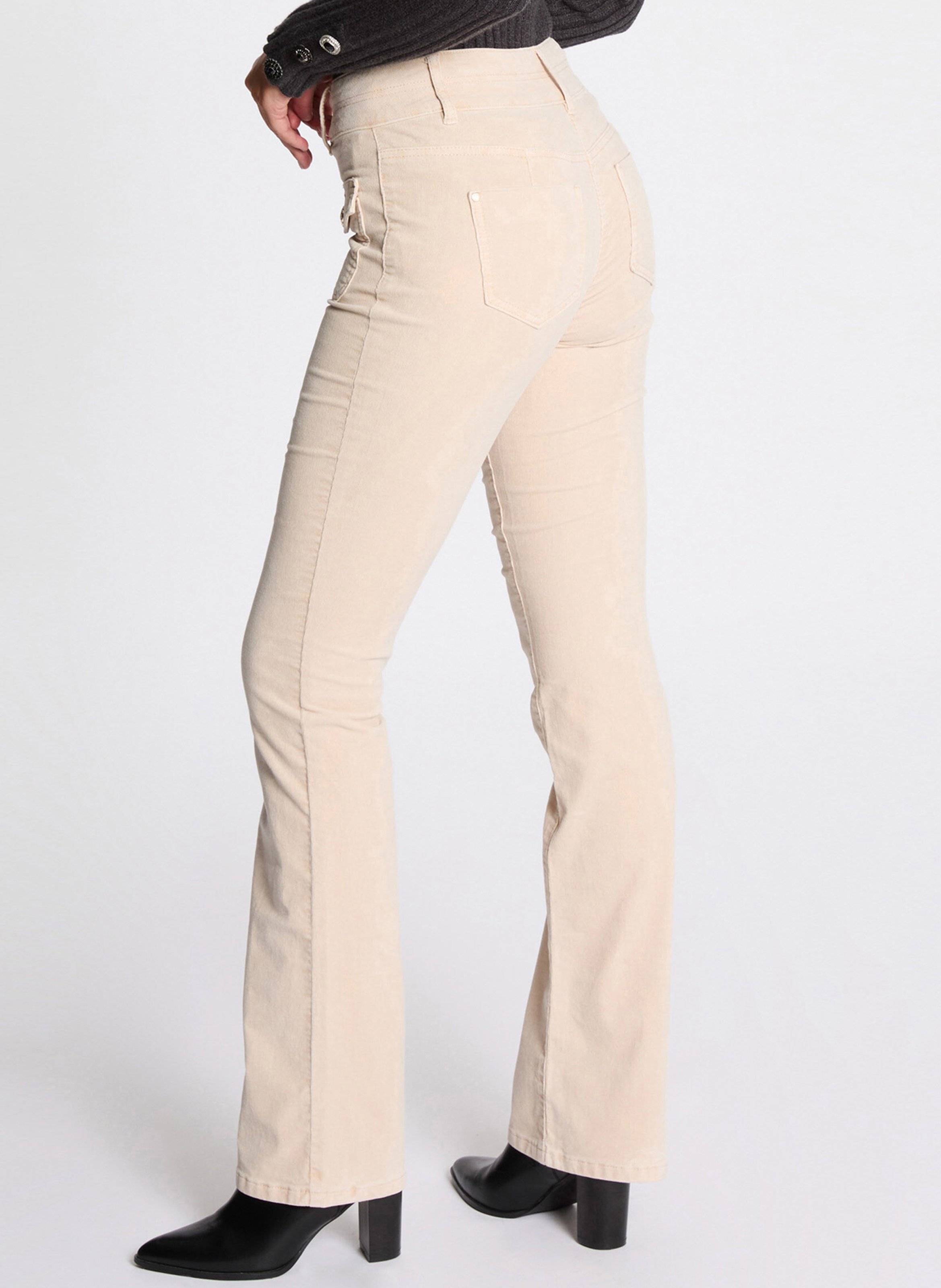 Rechte ribbroek MORGAN Beige