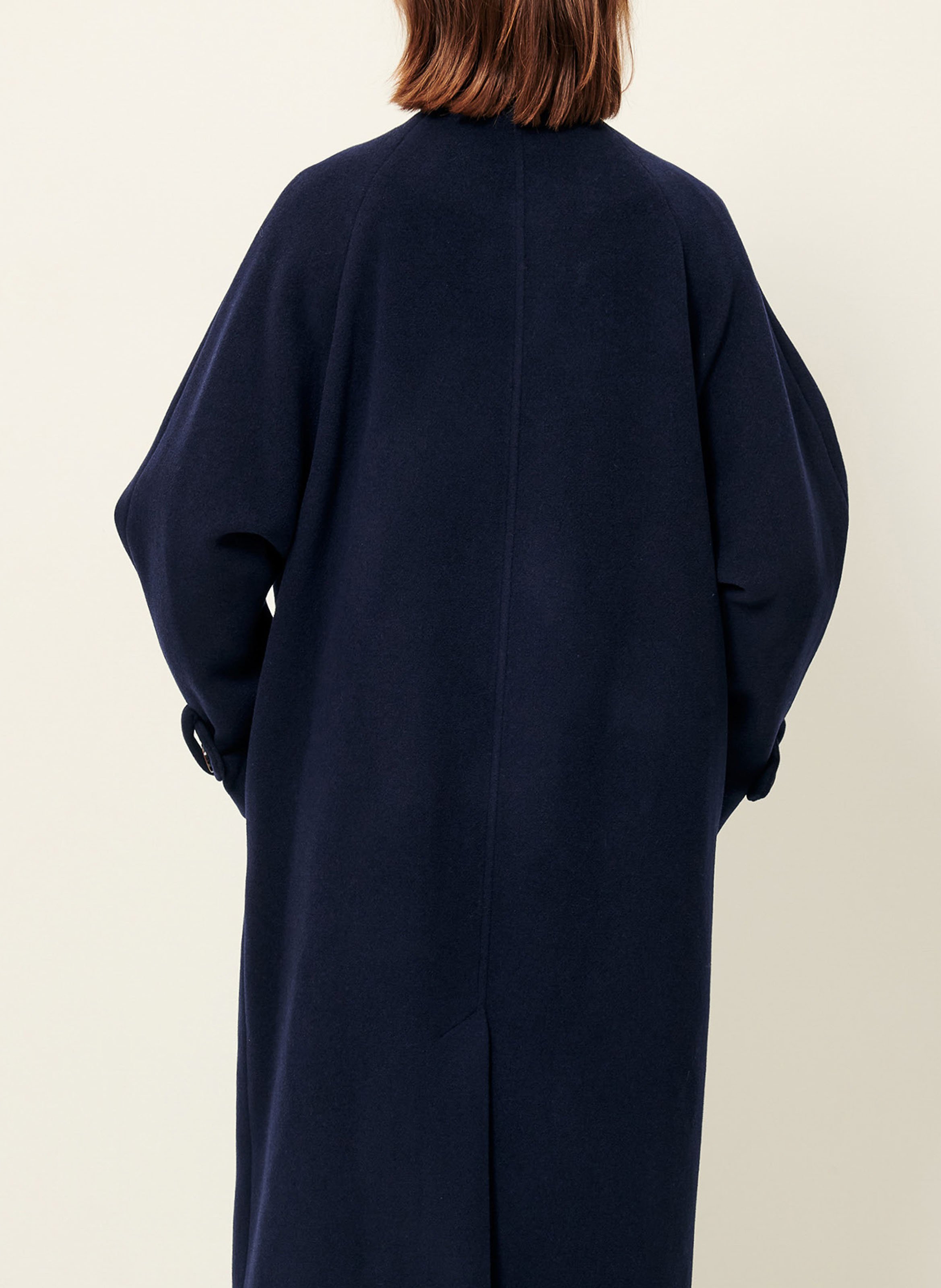 Manteau col montant en laine mélangée SESSUN Bleu