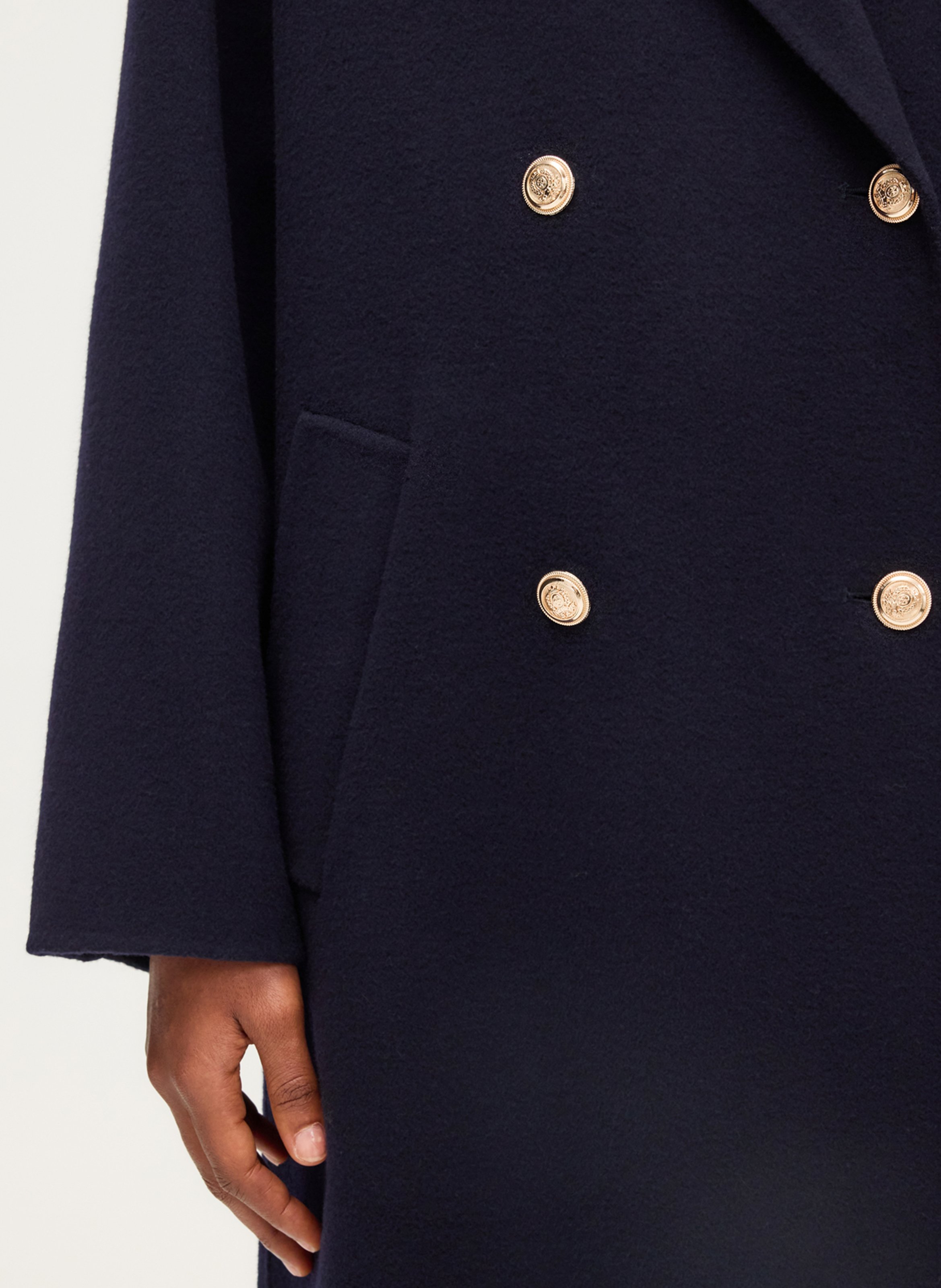 Long wool coat with notched collar PABLO Blue