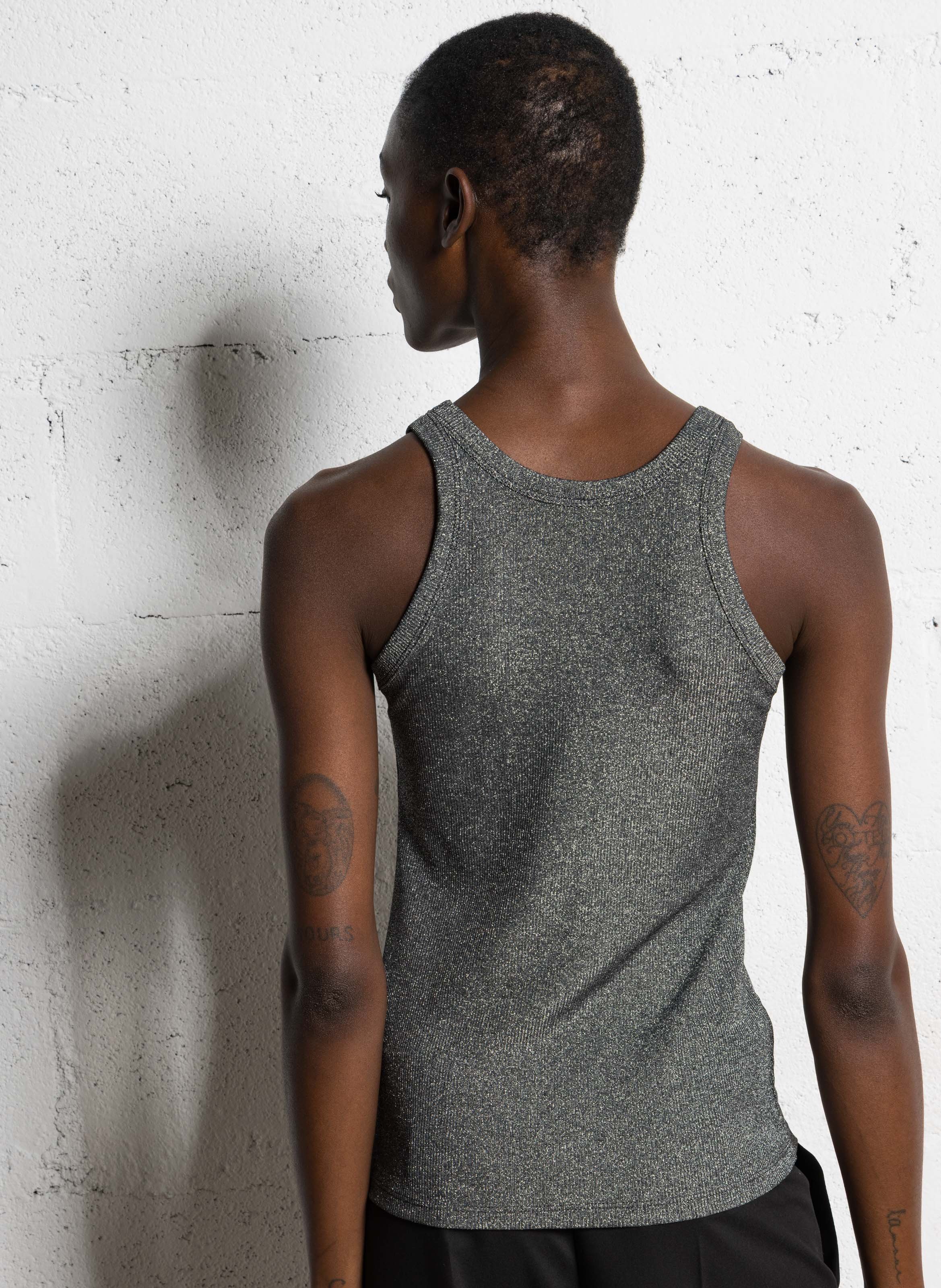 Débardeur col rond pailleté IMPERIAL Argent