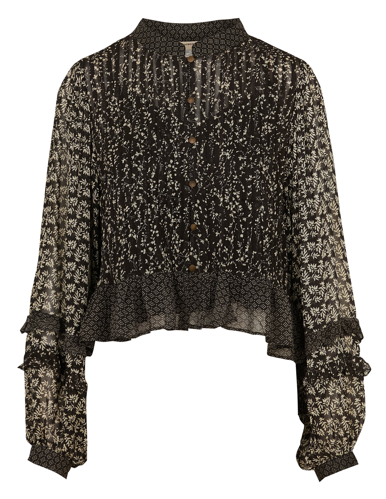 Printed jacket with round neck MAISON HOTEL Black