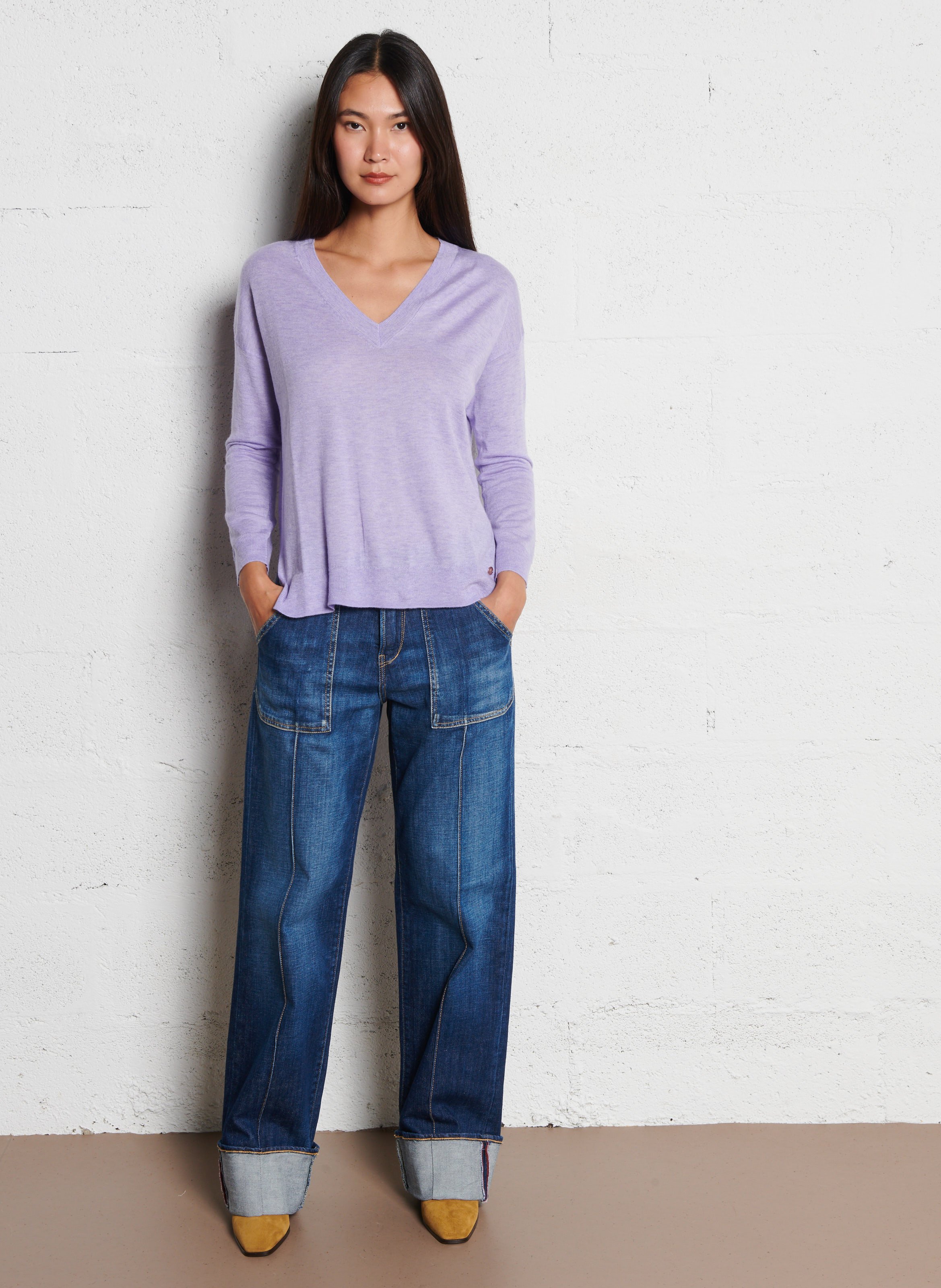 Pull maille fine ample LA PETITE ETOILE Violet
