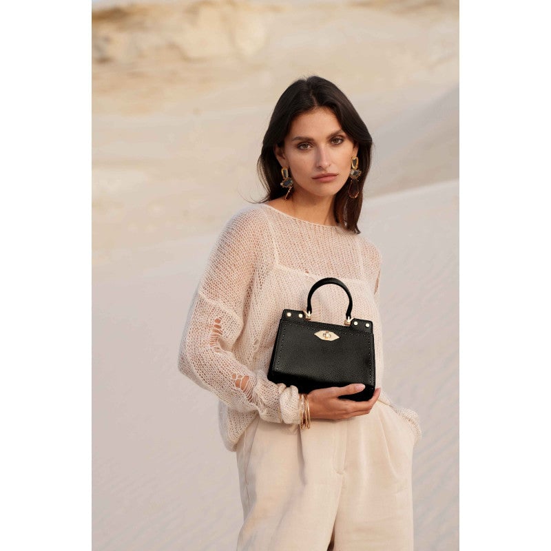 Handbag - cowhide leather POURCHET Black