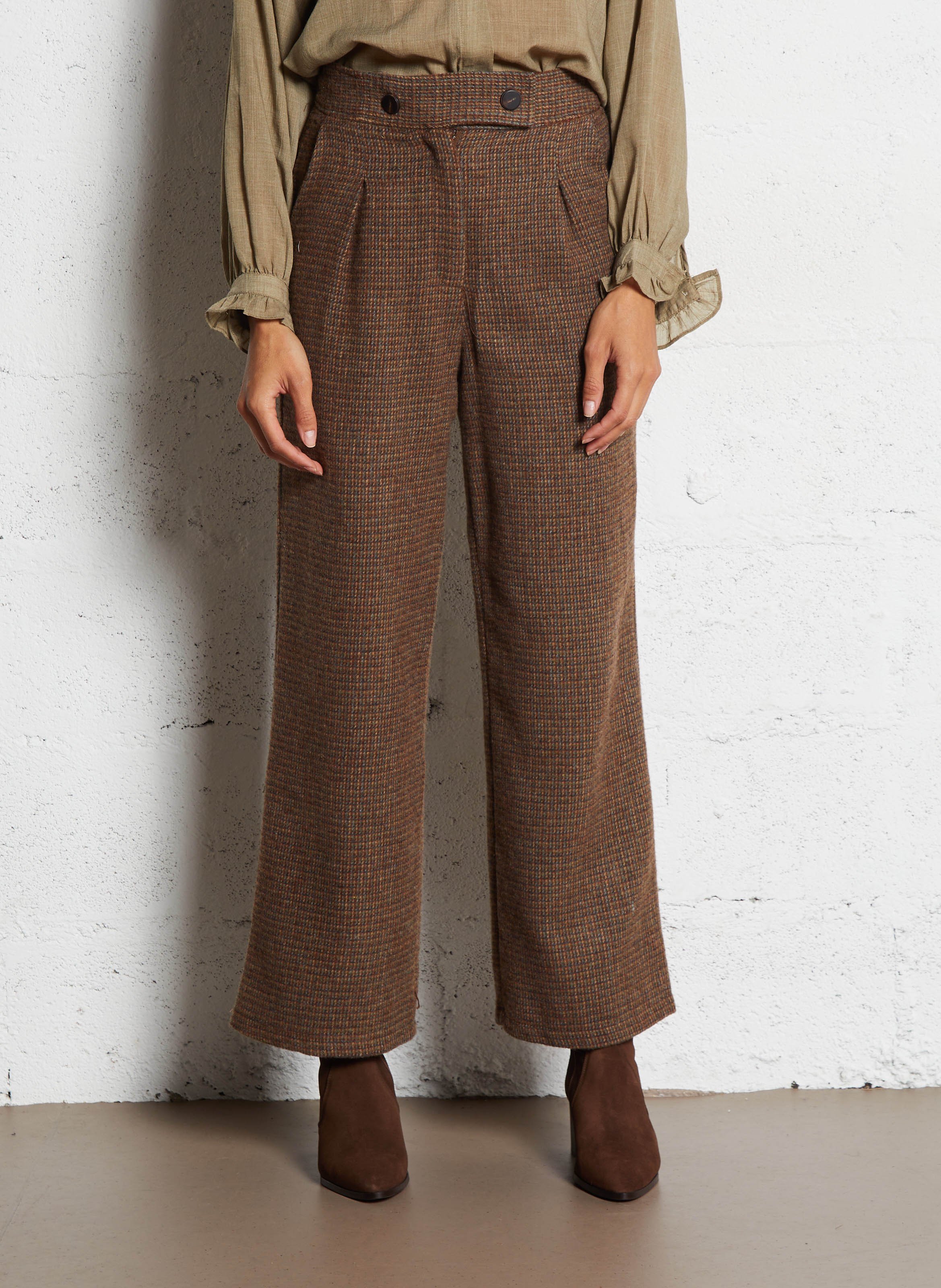 Pantalon large imprimé SEE U SOON Marron